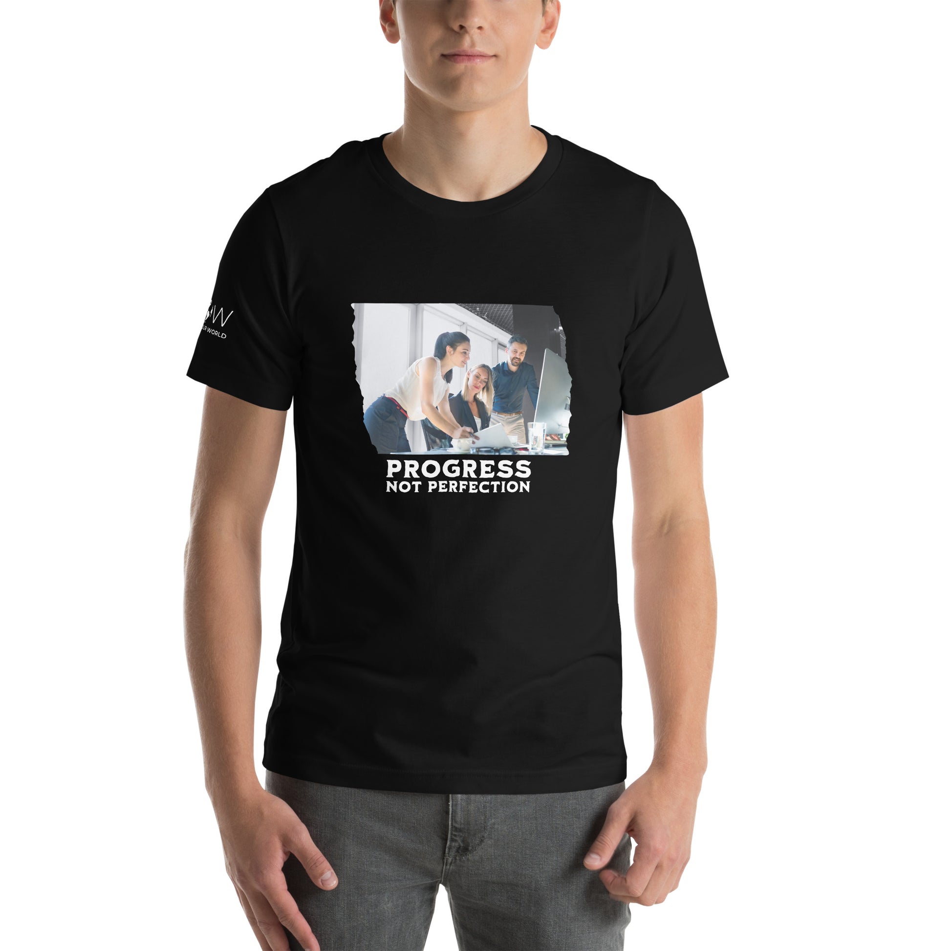 TEAMWORK IN ACTION Men's Motivational Black T-Shirt