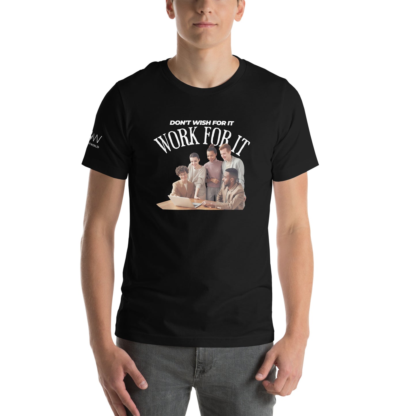 TEAMWORK MAKES THE DREAM WORK Men's Motivational Black T-Shirt