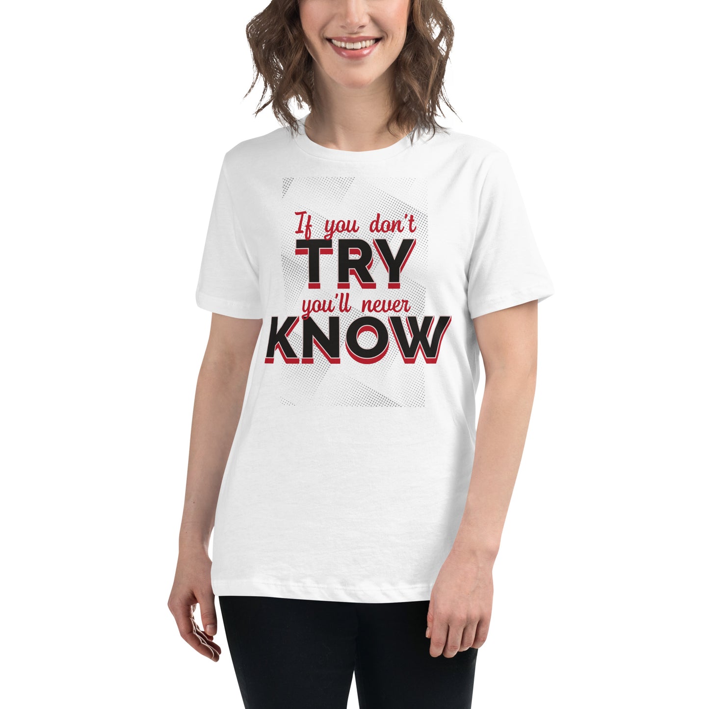Take the Leap White Motivational Women’s T-Shirt Lifestyle