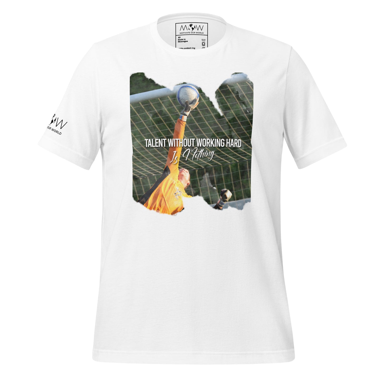 Talent Without Hard Work Soccer Goalkeeper Men's Motivational White T-Shirt