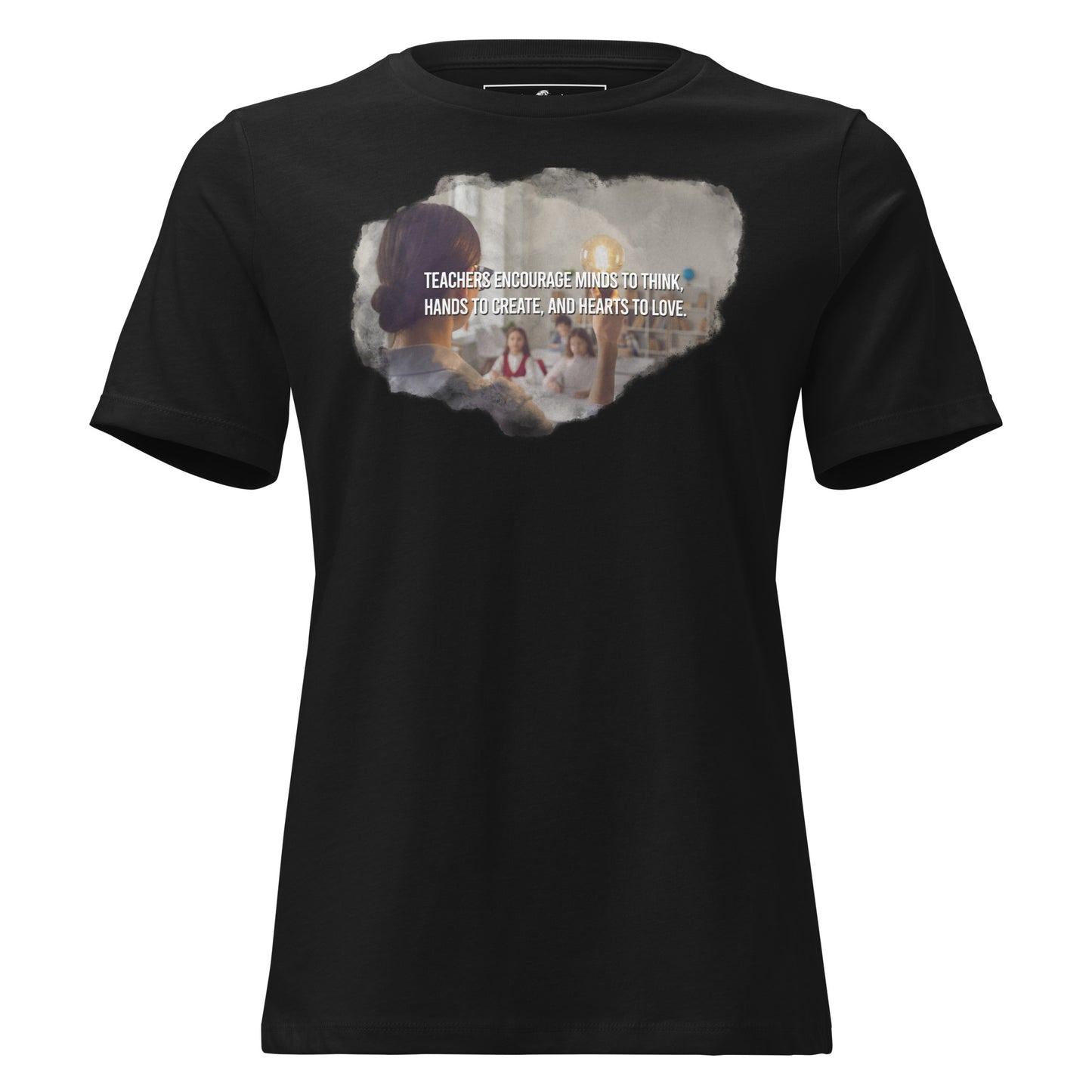 Teachers Encourage Minds - Lightbulb Edition Black Motivational Women’s T-Shirt