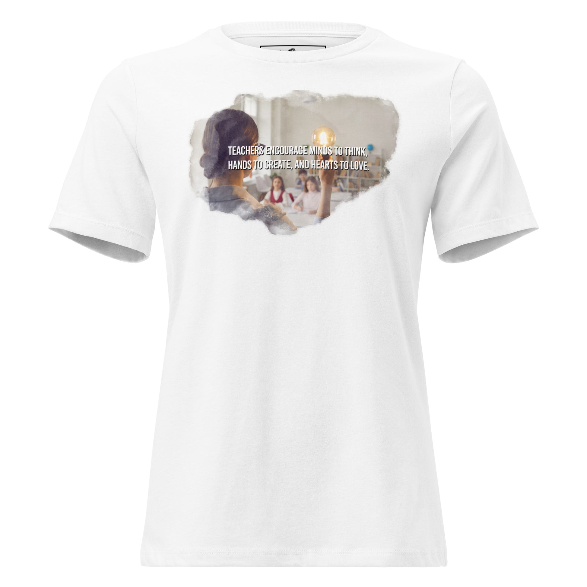 Teachers Encourage Minds - Lightbulb Edition White Motivational Women’s T-Shirt