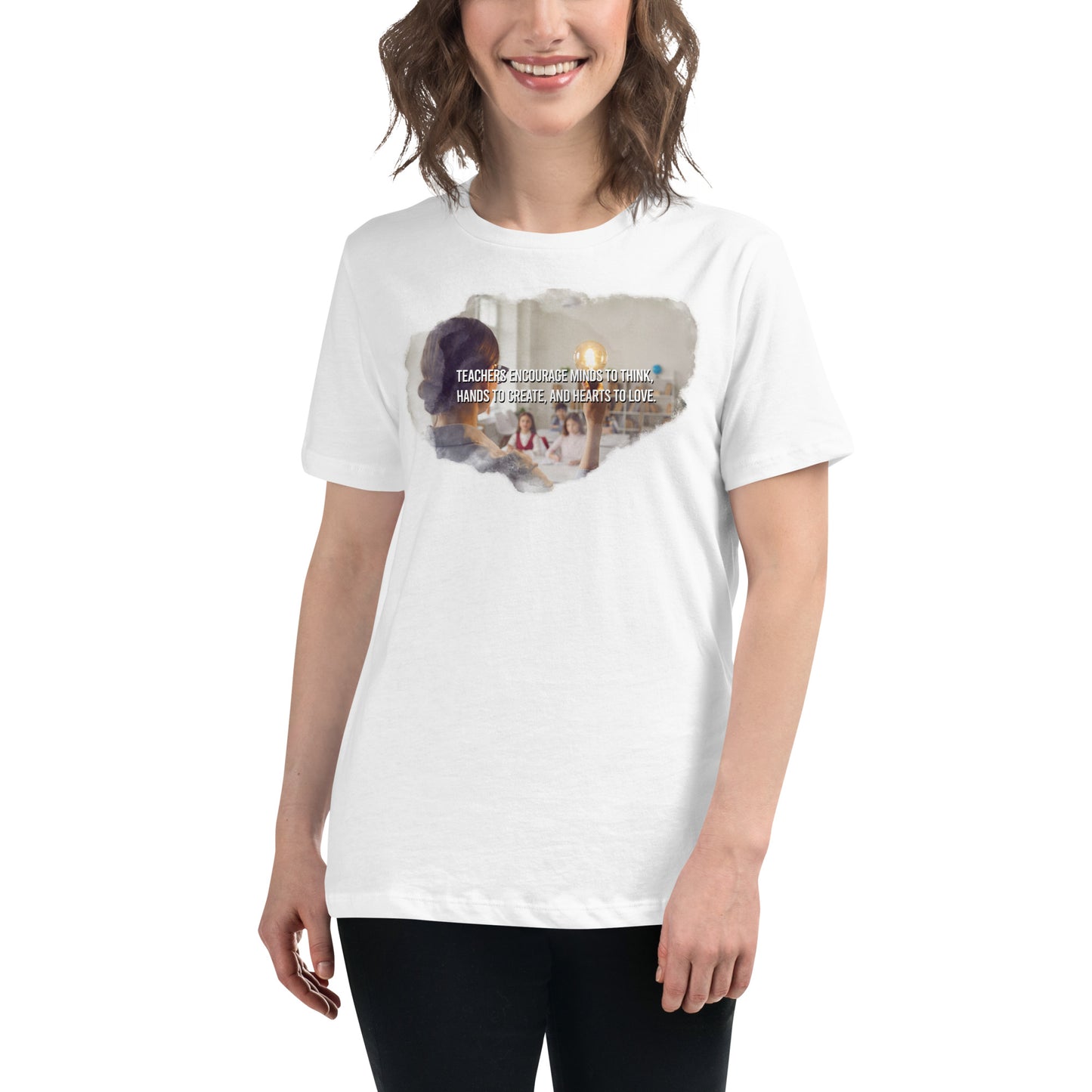 Teachers Encourage Minds - Lightbulb Edition White Motivational Women’s T-Shirt Lifestyle