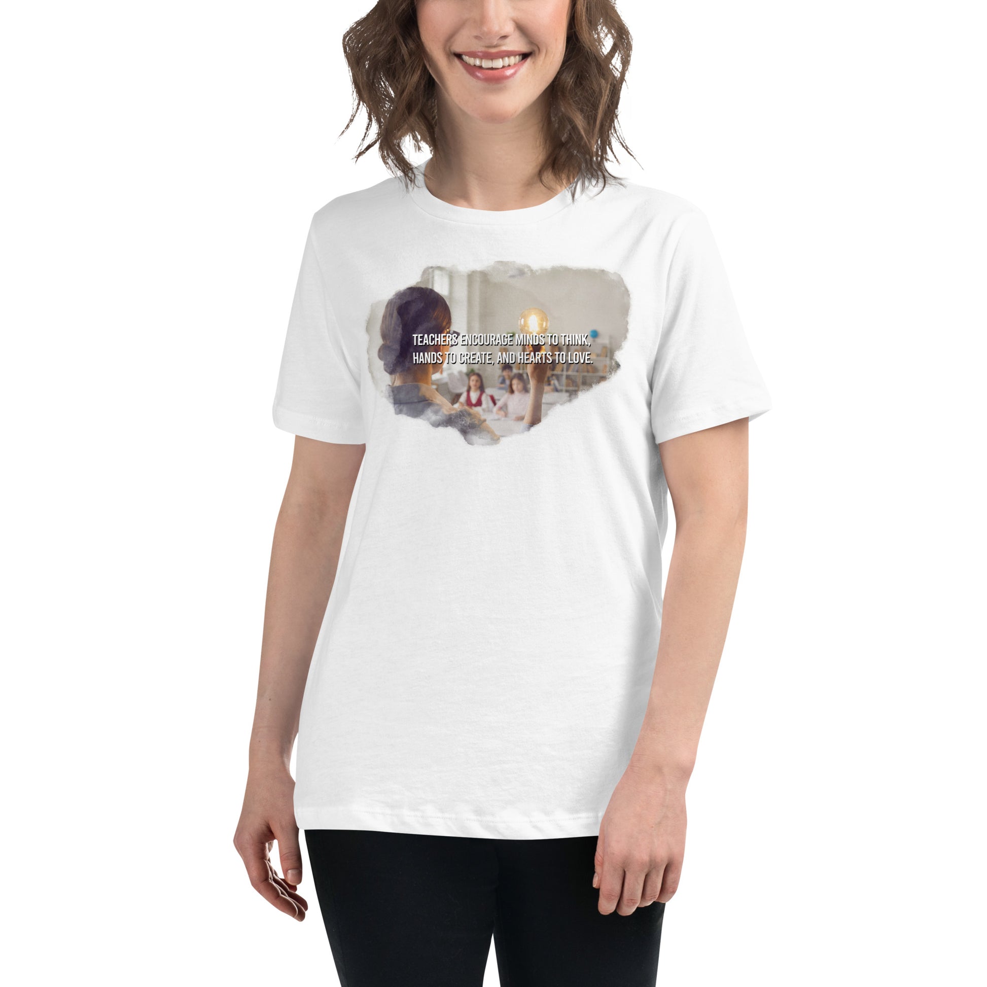 Teachers Encourage Minds - Lightbulb Edition White Motivational Women’s T-Shirt Lifestyle