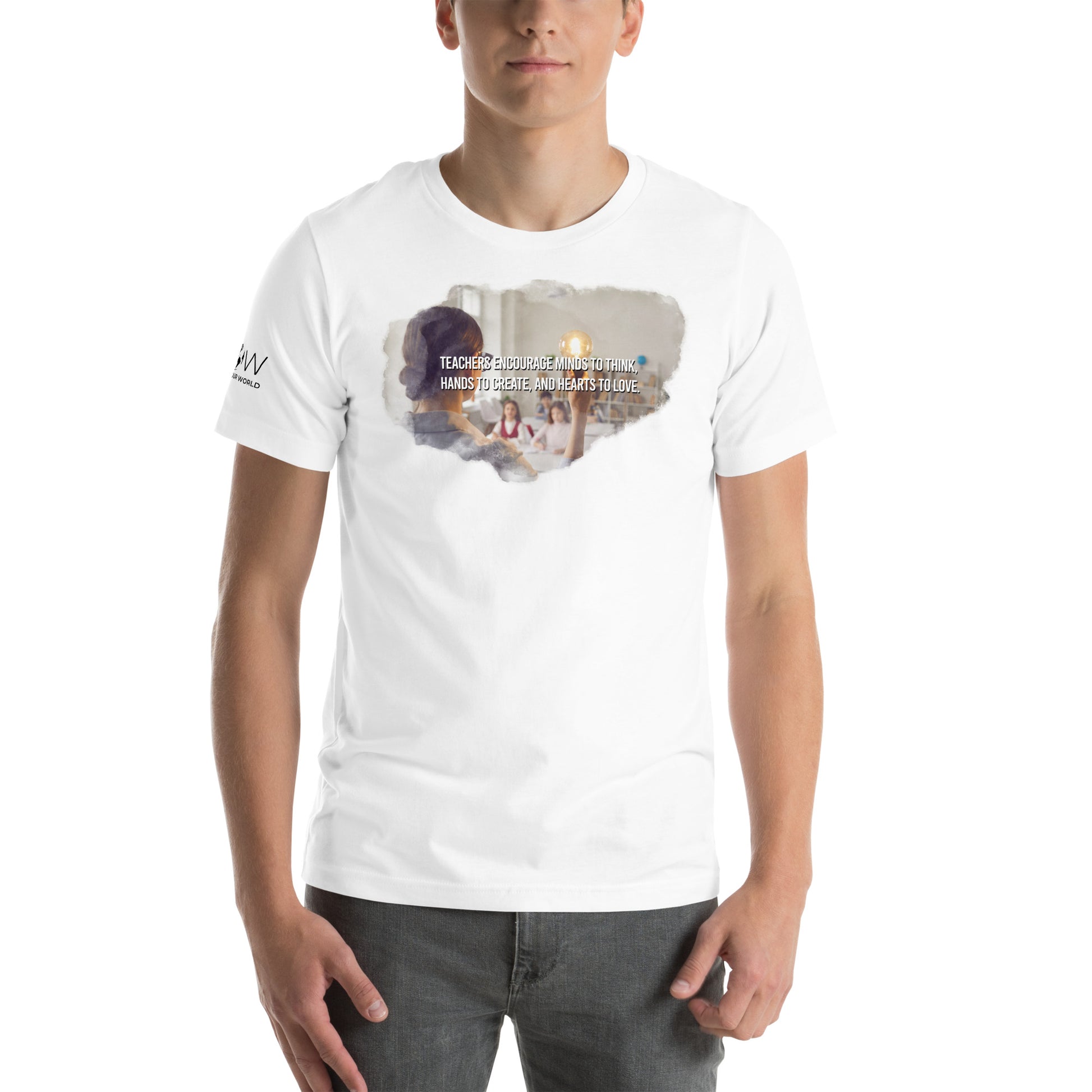 Teachers Encourage Minds, Hands, and Hearts - Classroom Edition White Motivational Men's T-Shirt