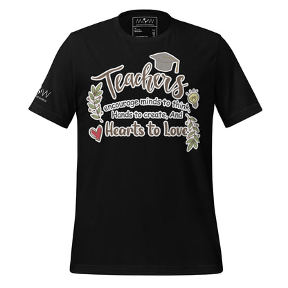 Teachers Encourage Minds, Hands, and Hearts - Illustrated Edition Black Motivational Men's T-Shirt