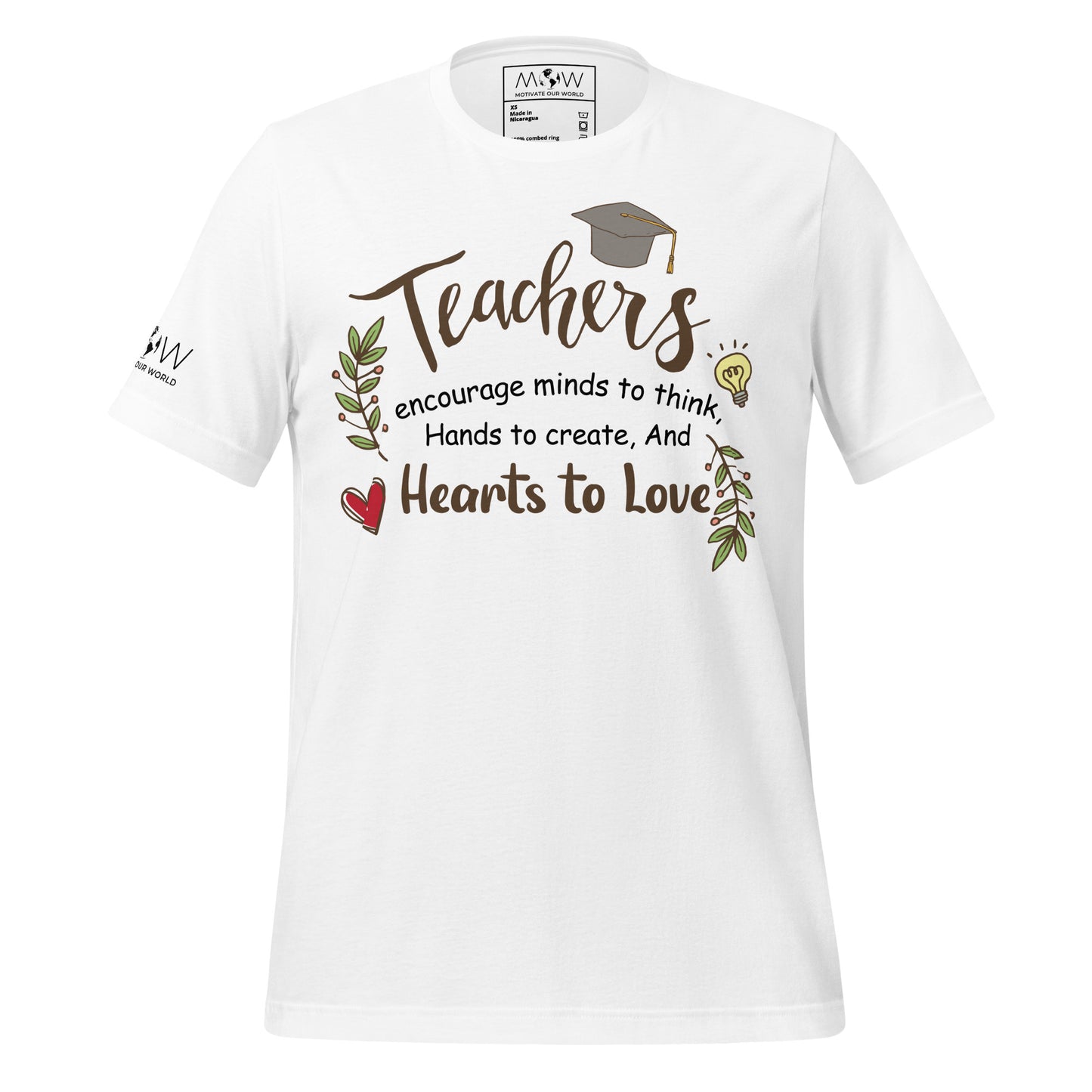 Teachers Encourage Minds, Hands, and Hearts - Illustrated Edition White Motivational Men's T-Shirt