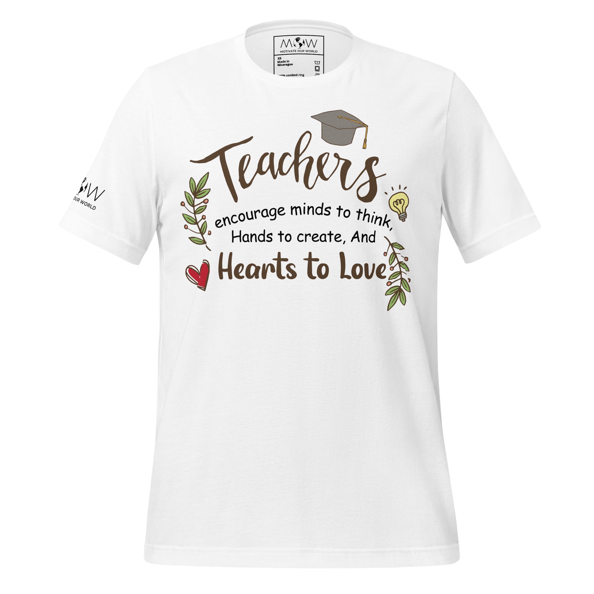 Teachers Encourage Minds, Hands, and Hearts - Illustrated Edition White Motivational Men's T-Shirt