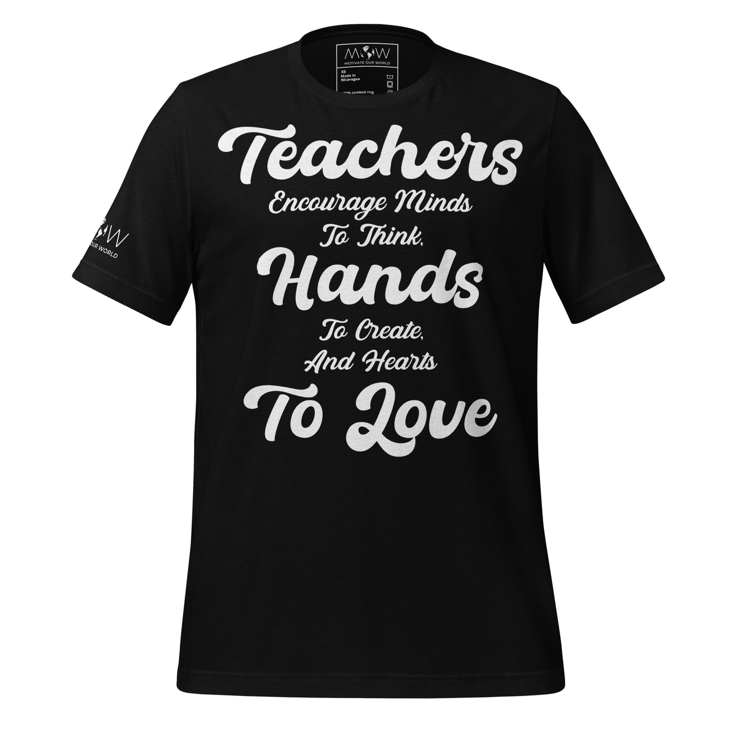Teachers Encourage Minds, Hands, and Hearts Black Motivational Men's T-Shirt