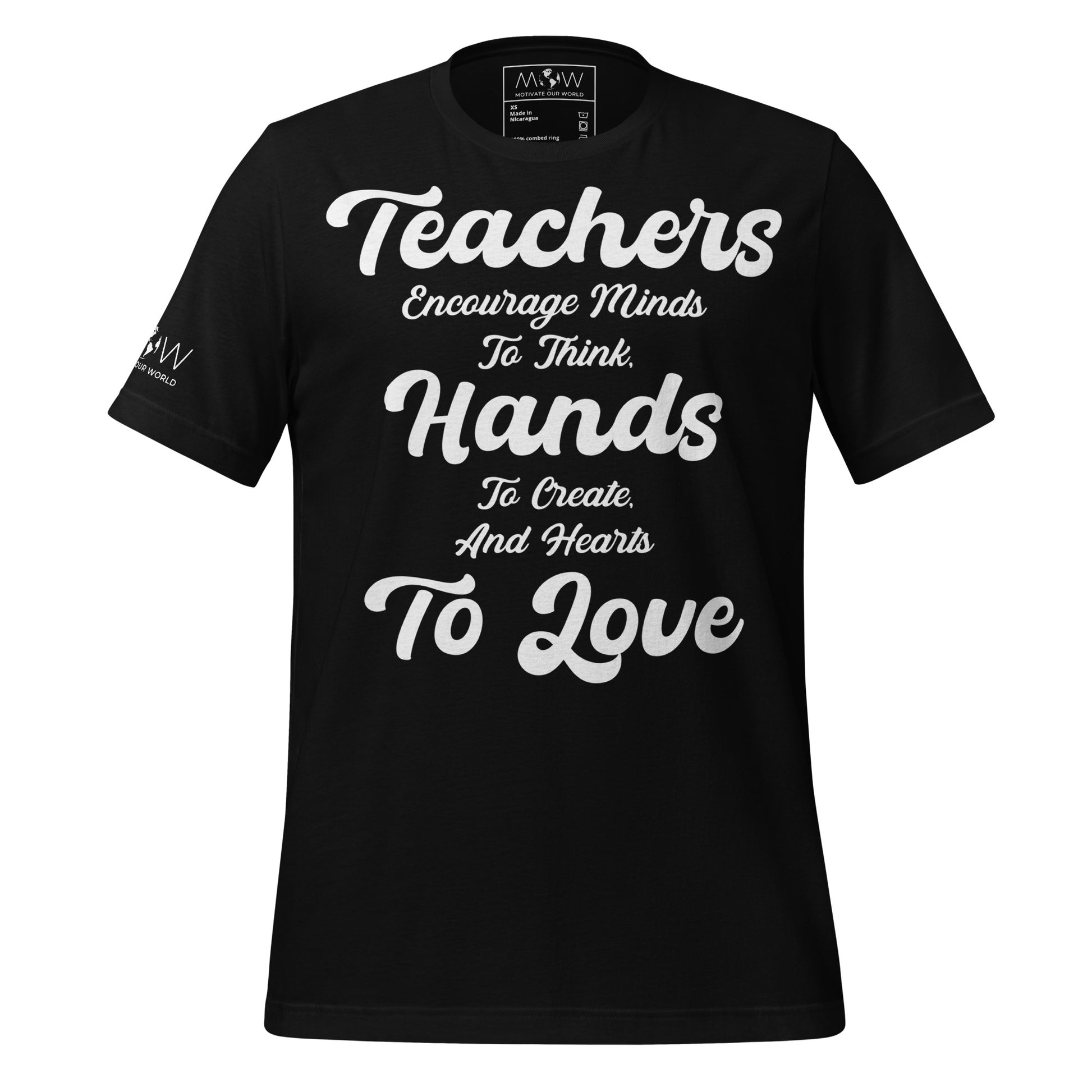 Teachers Encourage Minds, Hands, and Hearts Black Motivational Men's T-Shirt