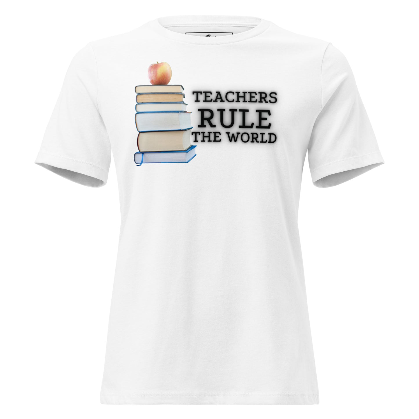 Teachers Rule the World - Books & Apple White Motivational Women’s T-Shirt
