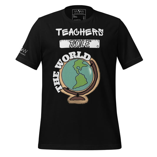 Teachers Rule the World Men's Motivational Black T-Shirt