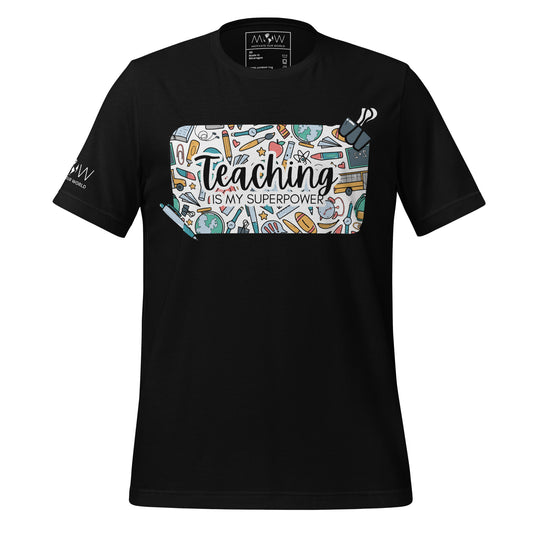Teaching Is My Superpower Men's Motivational Black T-Shirt
