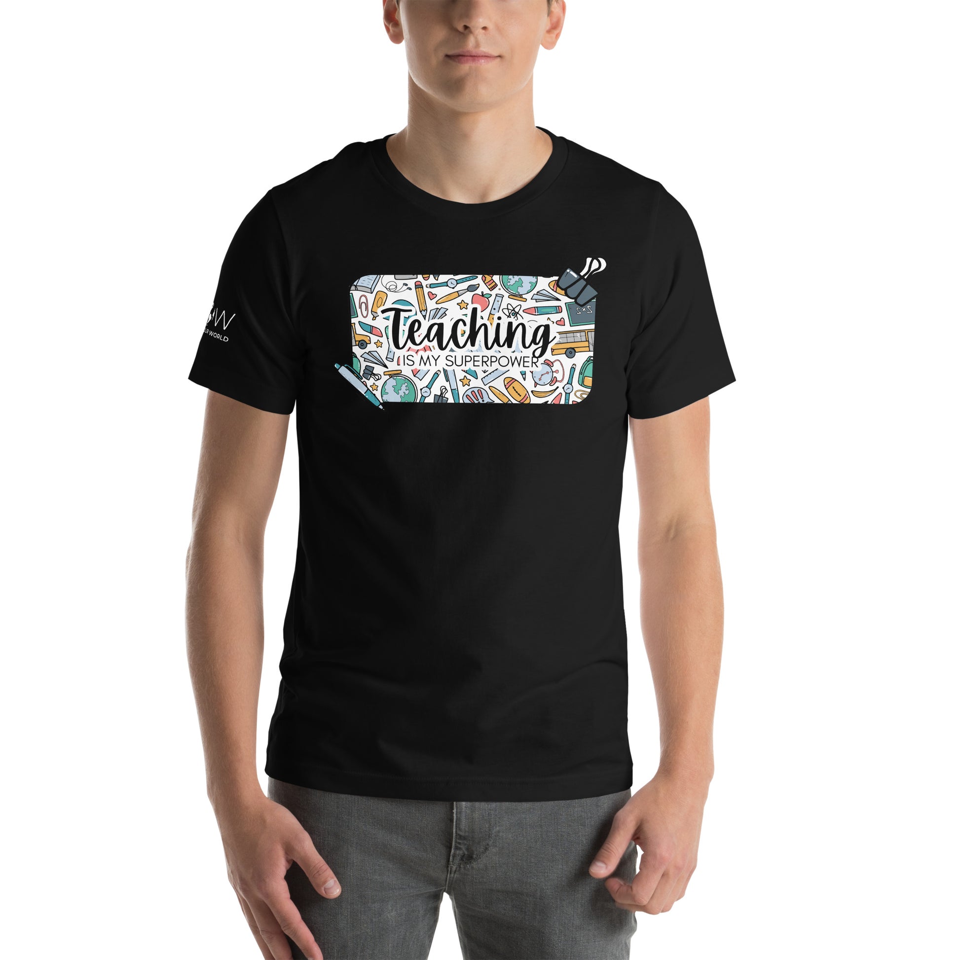 Teaching Is My Superpower Men's Motivational Black T-Shirt