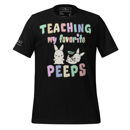 Teaching My Favorite Peeps Men's Motivational Black T-Shirt