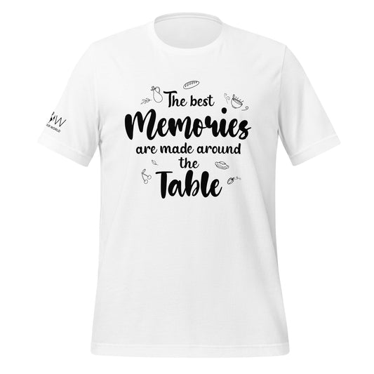 "The Best Memories Are Made Around the Table" Men's Motivational White T-Shirt