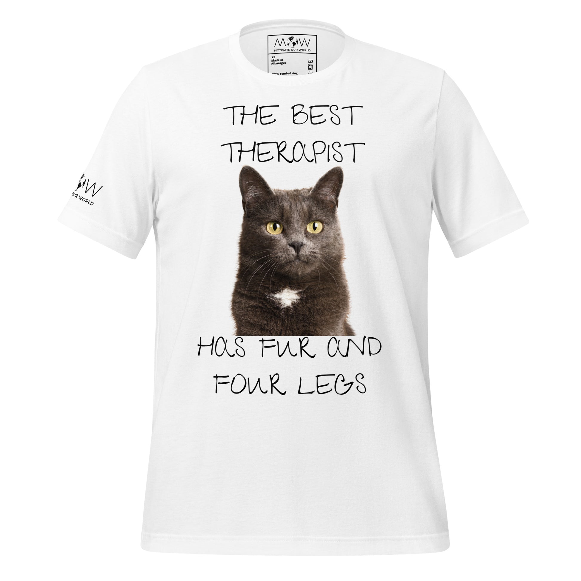 The Best Therapist Has Fur and Four Legs - Cat White Motivational Men's T-Shirt