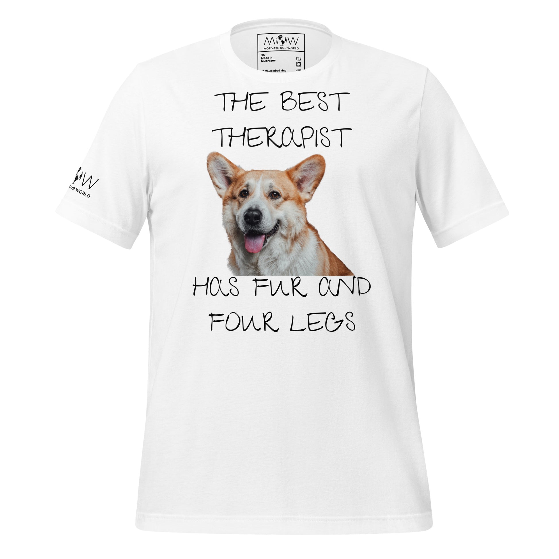 The Best Therapist Has Fur and Four Legs - Corgi White Motivational Men's T-Shirt