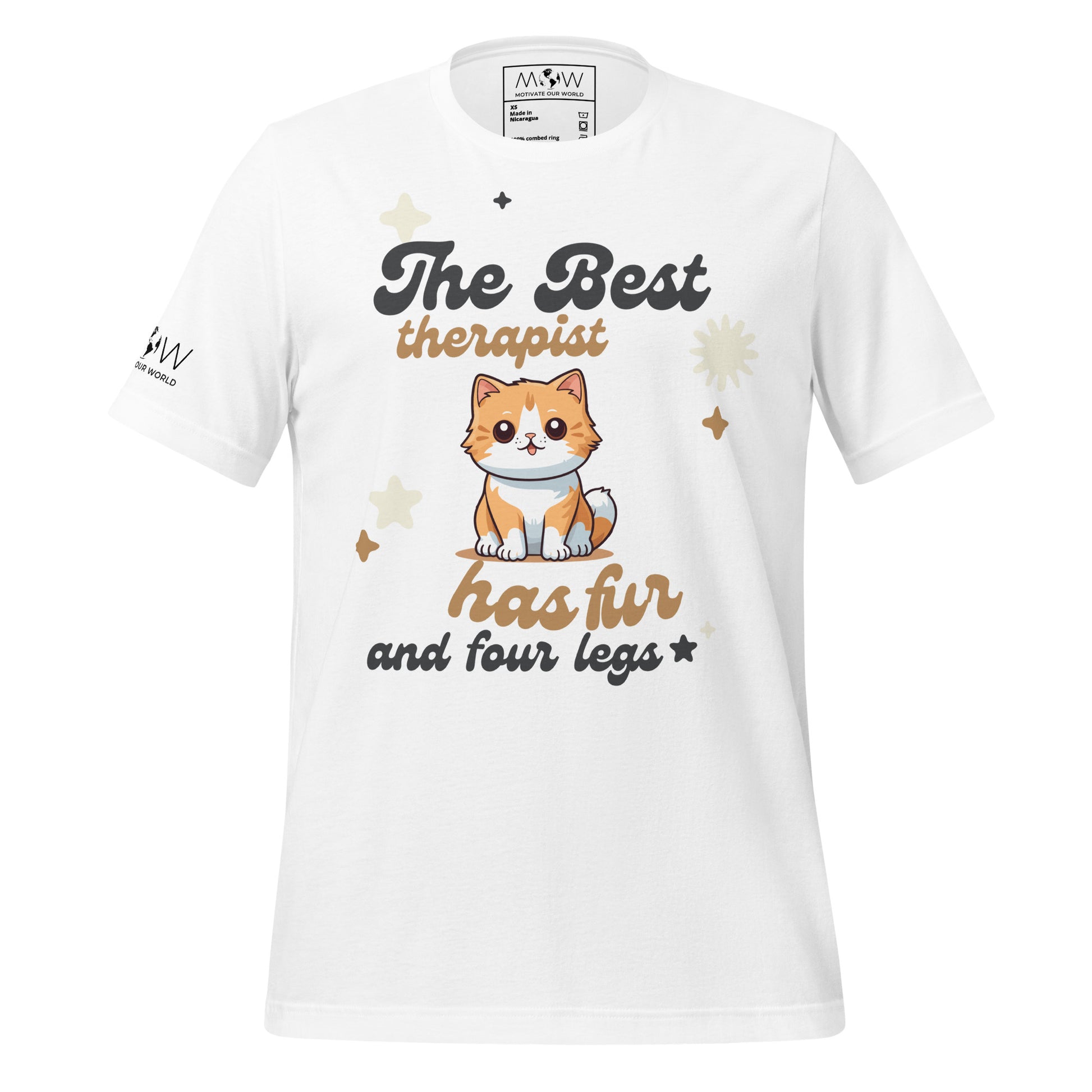 The Best Therapist Has Fur and Four Legs - Cute Cat White Motivational Men's T-Shirt