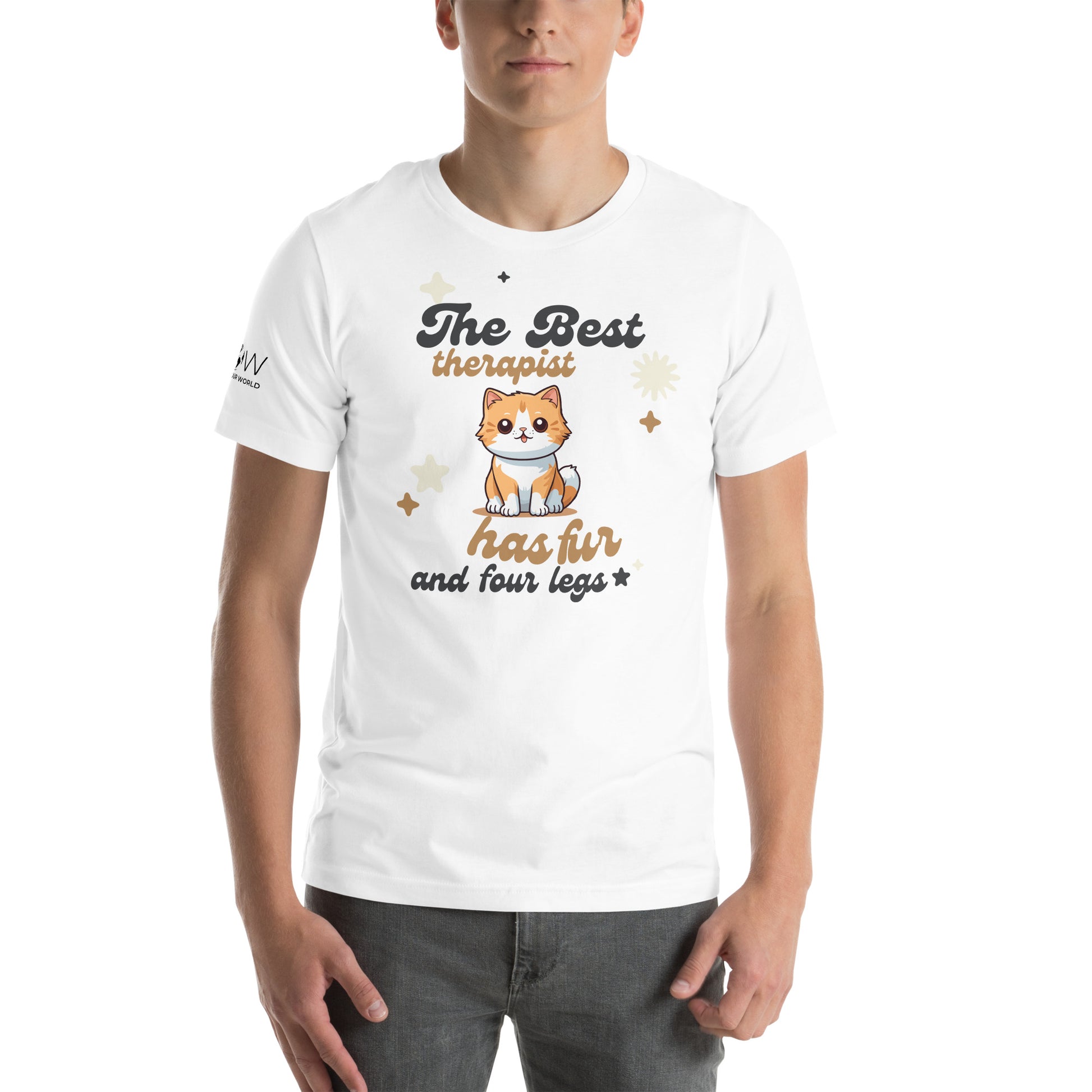 The Best Therapist Has Fur and Four Legs - Cute Cat White Motivational Men's T-Shirt Lifestyle