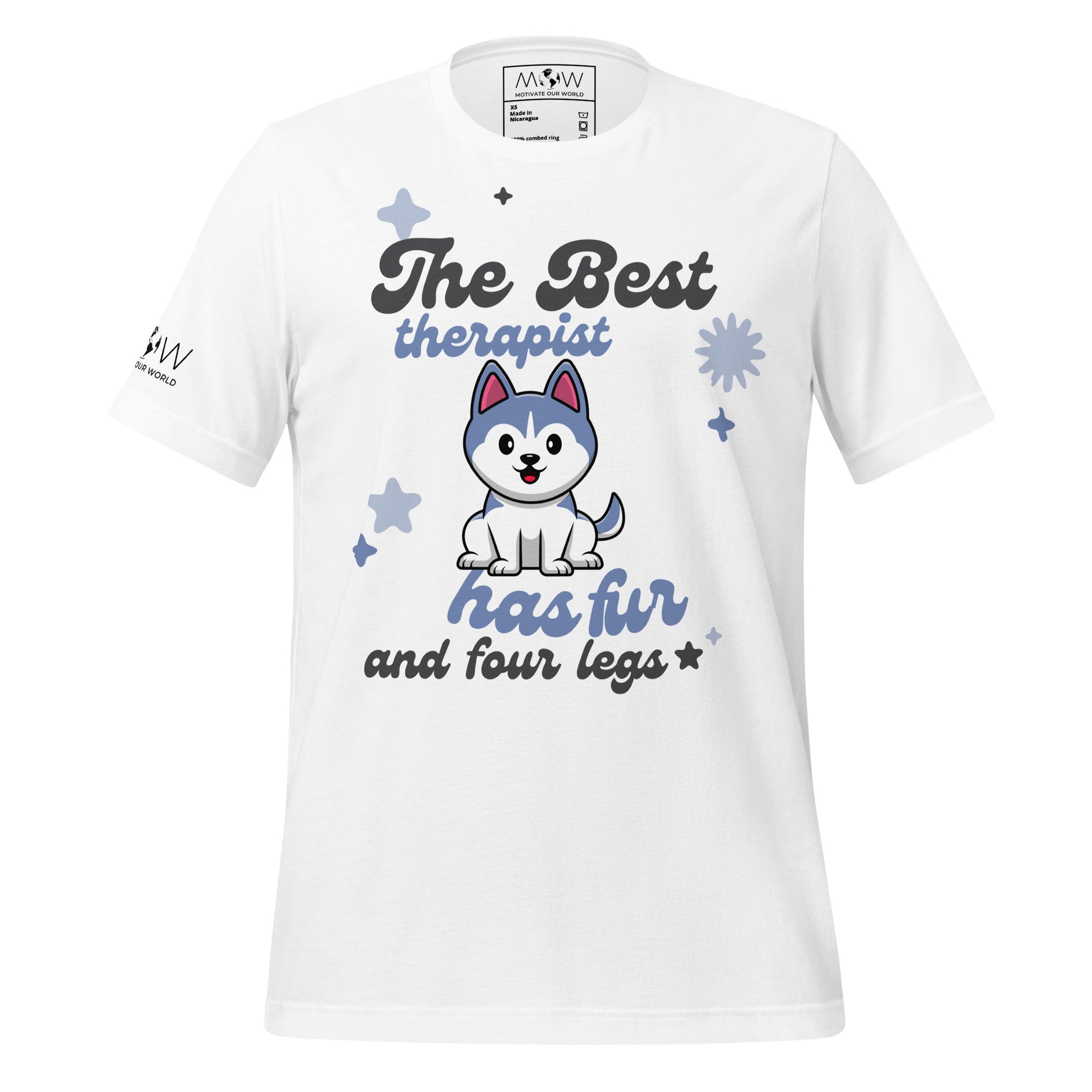 The Best Therapist Has Fur and Four Legs - Cute Dog White Motivational Men's T-Shirt