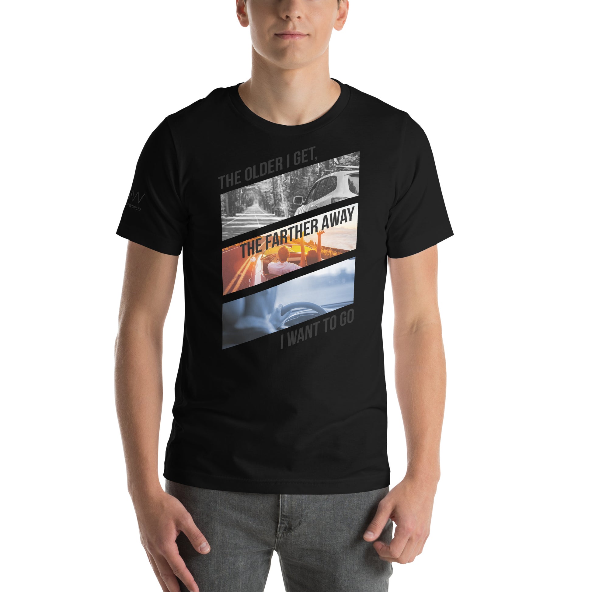 "The Farther Away I Want to Go" Men's Motivational Black T-Shirt