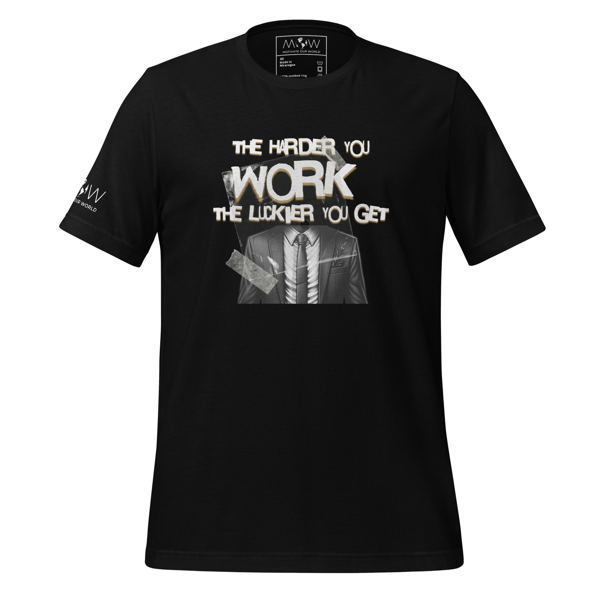 The Harder You Work, The Luckier You Get Men's Motivational Black T-Shirt
