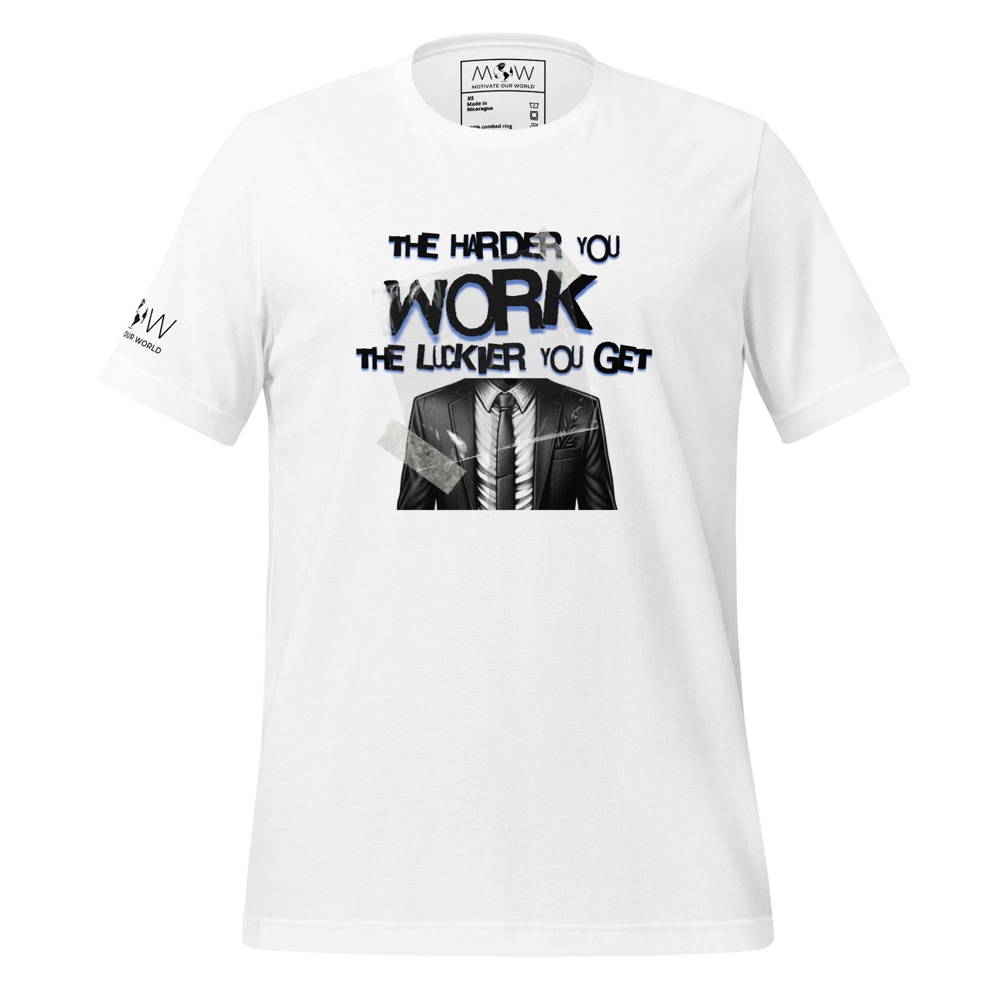 The Harder You Work, The Luckier You Get Men's Motivational White T-Shirt