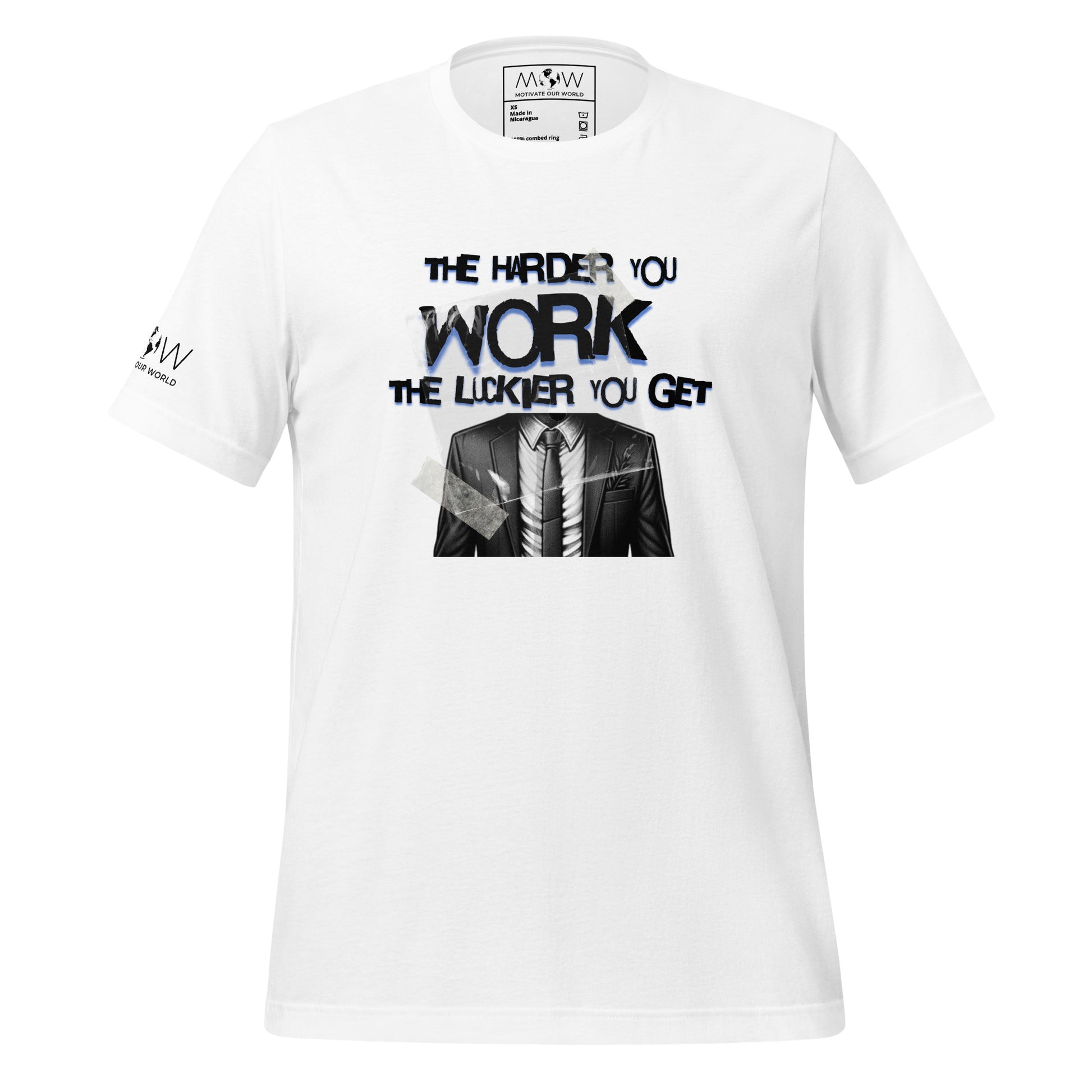 The Harder You Work, The Luckier You Get Men's Motivational White T-Shirt
