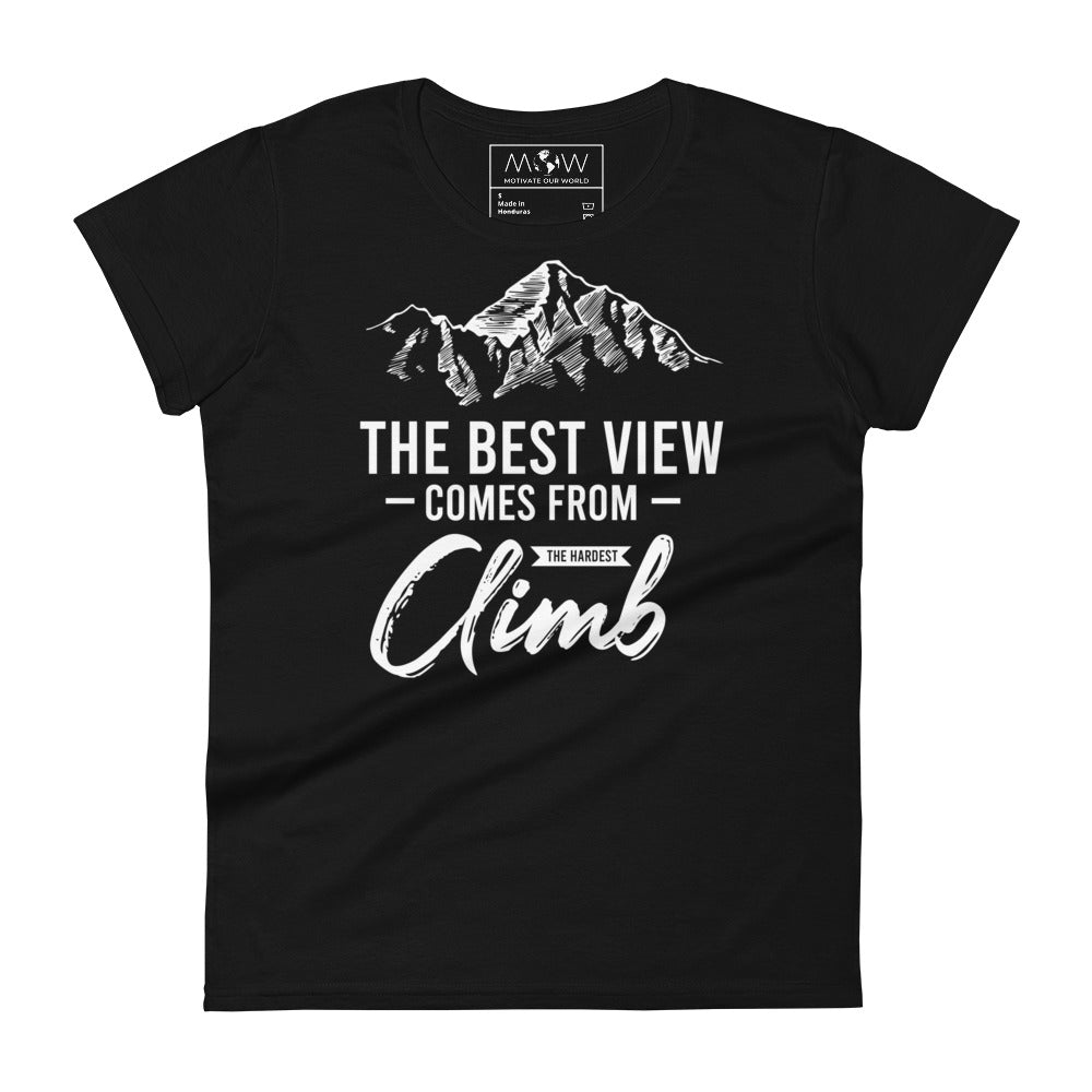 The Hardest Climb Women's Motivational Black T-Shirt