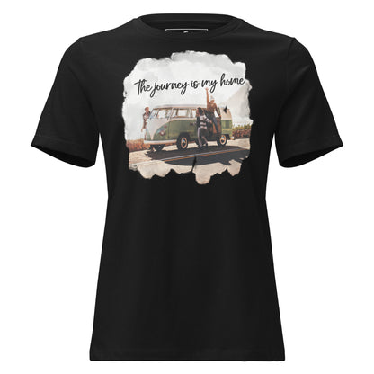 The Journey is My Home (Adventure Van Design) Black Motivational Women’s T-Shirt