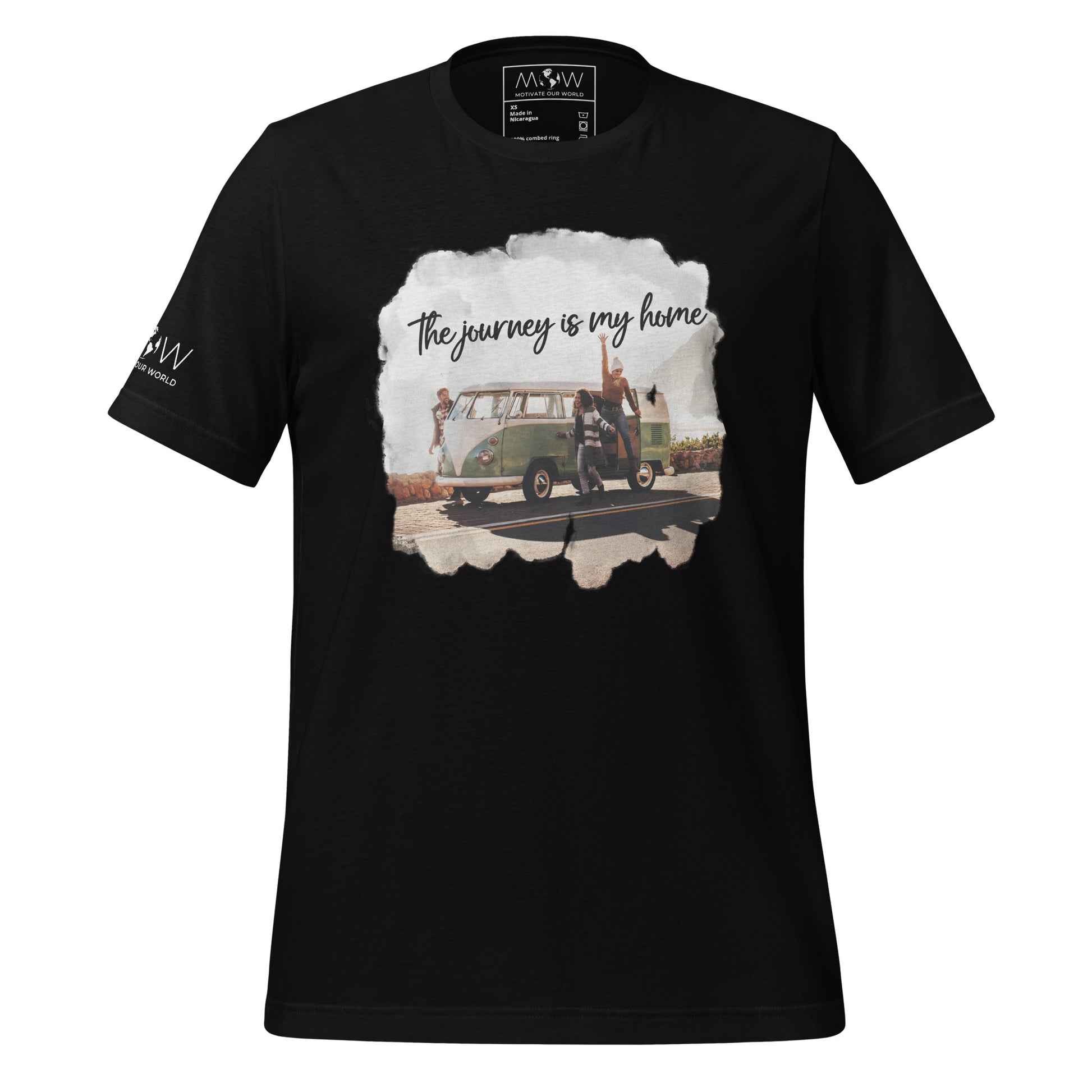 The Journey is My Home (Adventure Van Design) Men's Motivational Black T-Shirt