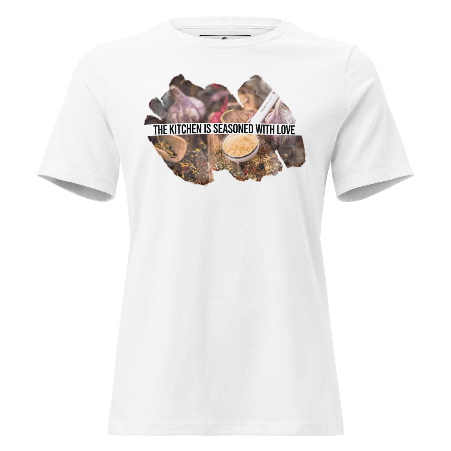 The Kitchen Is Seasoned With Love Garlic Spices White Motivational Women’s T-Shirt