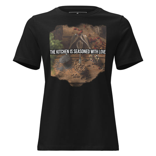 The Kitchen Is Seasoned With Love Spice Spoons Black Motivational Women’s T-Shirt