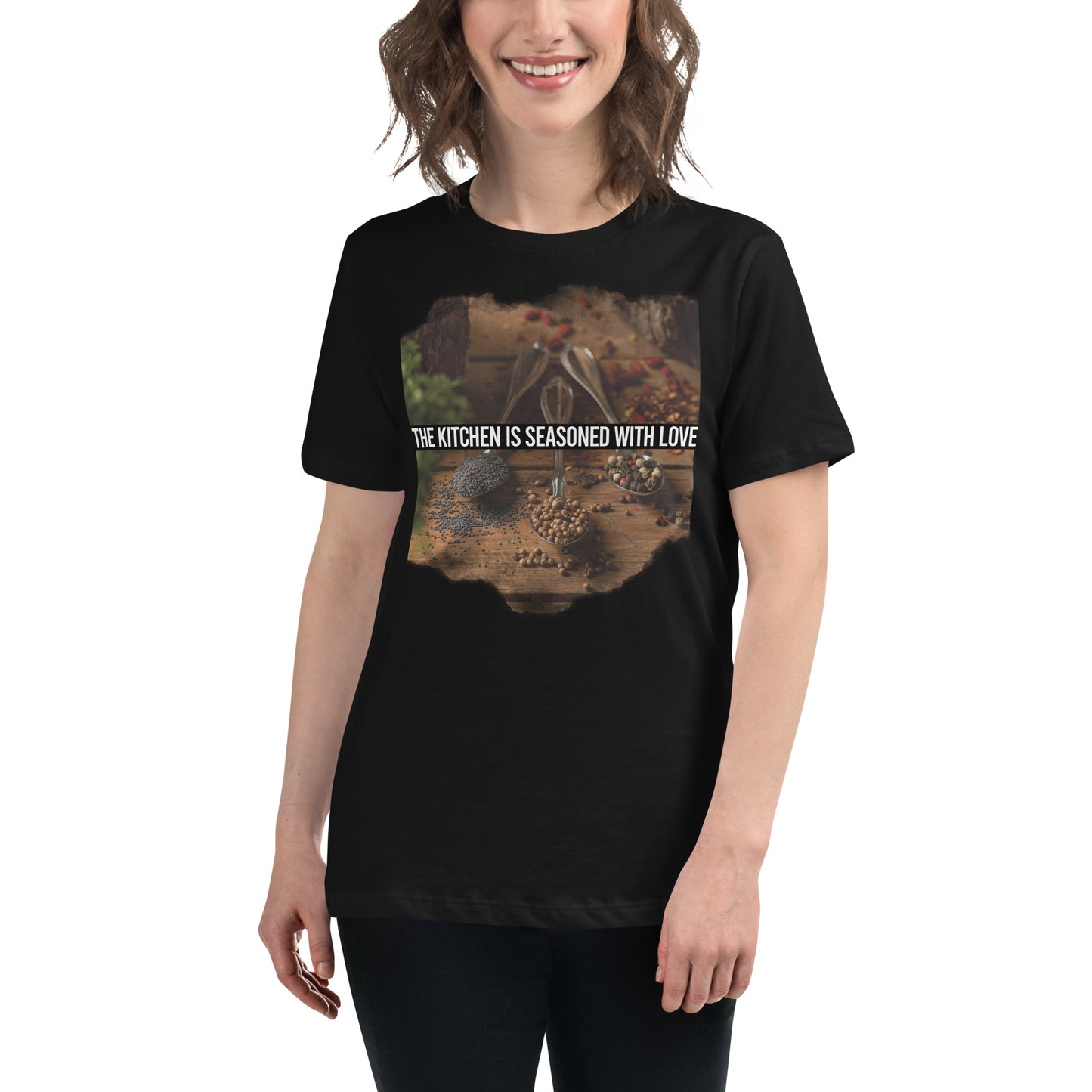 The Kitchen Is Seasoned With Love Spice Spoons Black Motivational Women’s T-Shirt Lifestyle