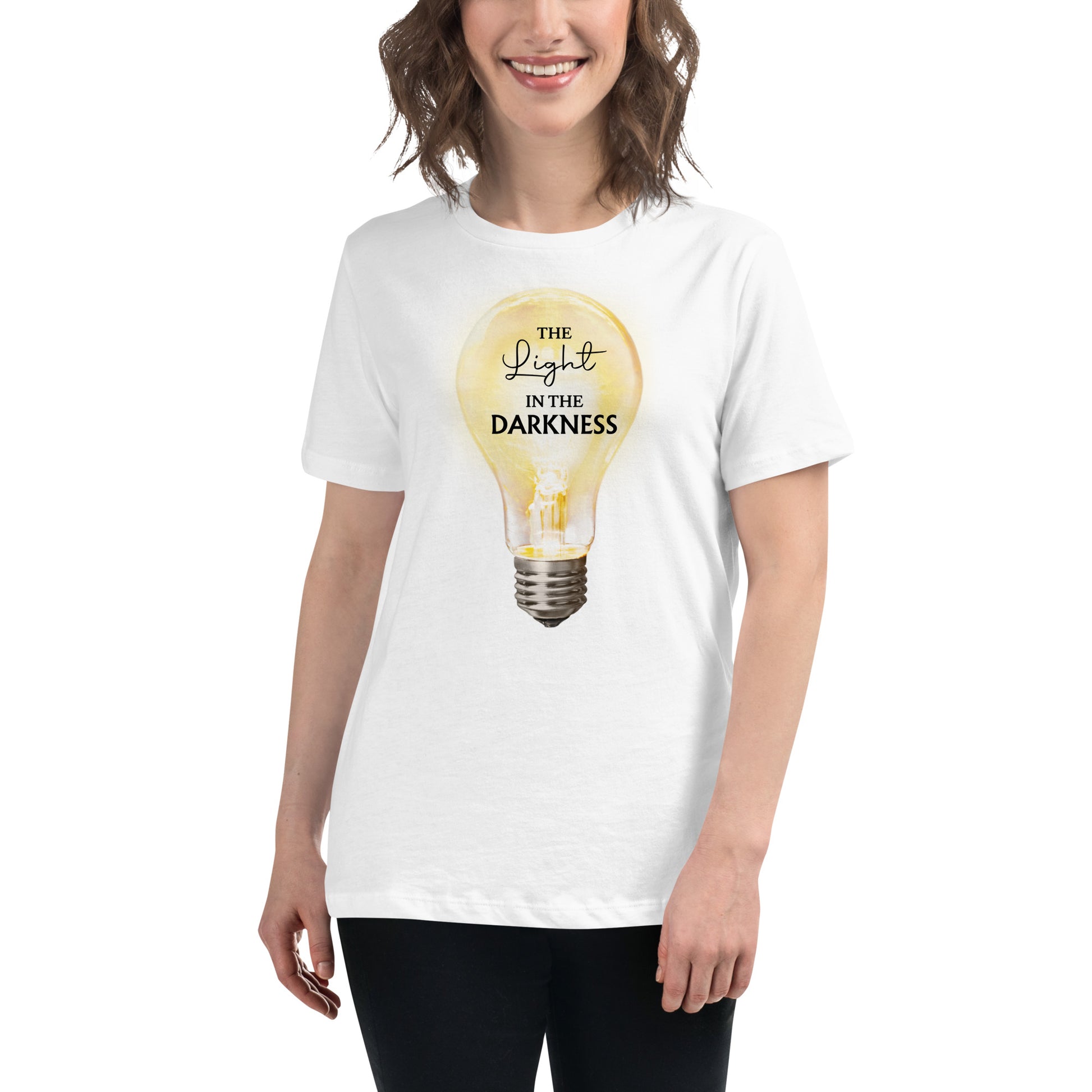 The Light in the Darkness – Radiance Edition White Motivational Women’s T-Shirt Lifestyle
