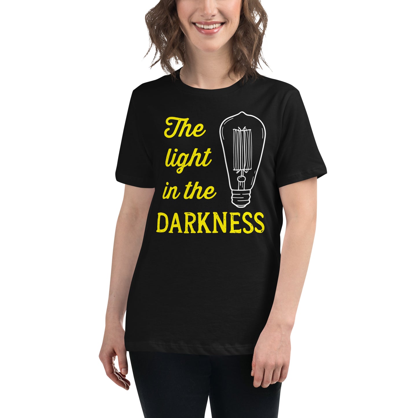 The Light in the Darkness – Vintage Glow Edition Black Motivational Women’s T-Shirt Lifestyle