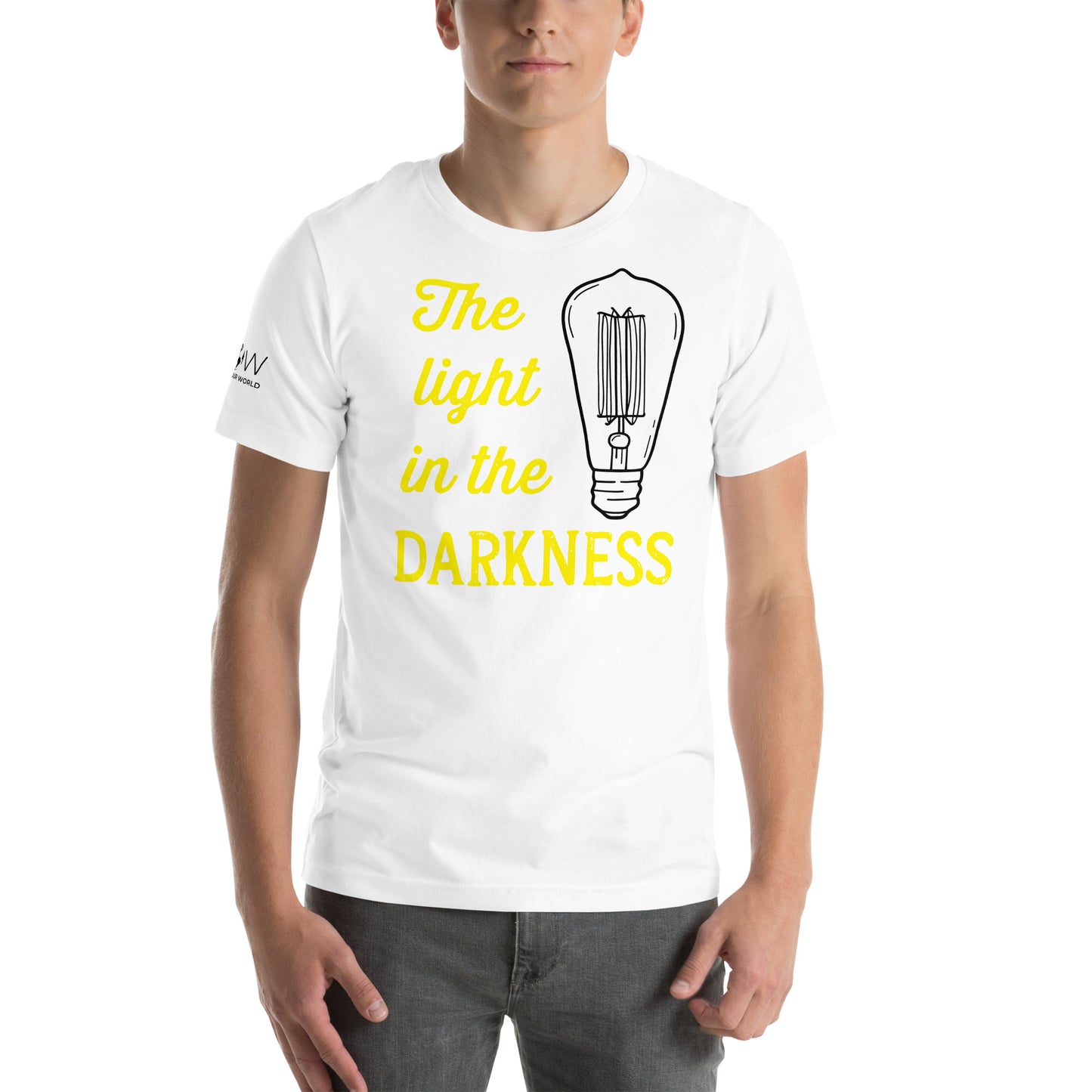 The Light in the Darkness – Vintage Glow Edition White Motivational Men's T-Shirt Lifestyle