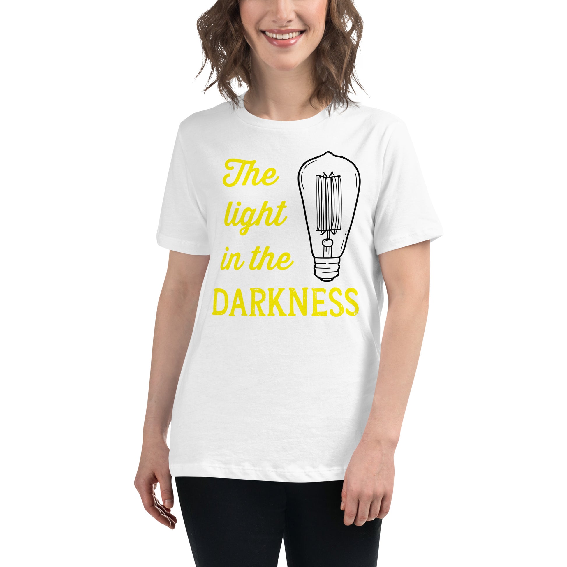 The Light in the Darkness – Vintage Glow Edition White Motivational Women’s T-Shirt Lifestyle