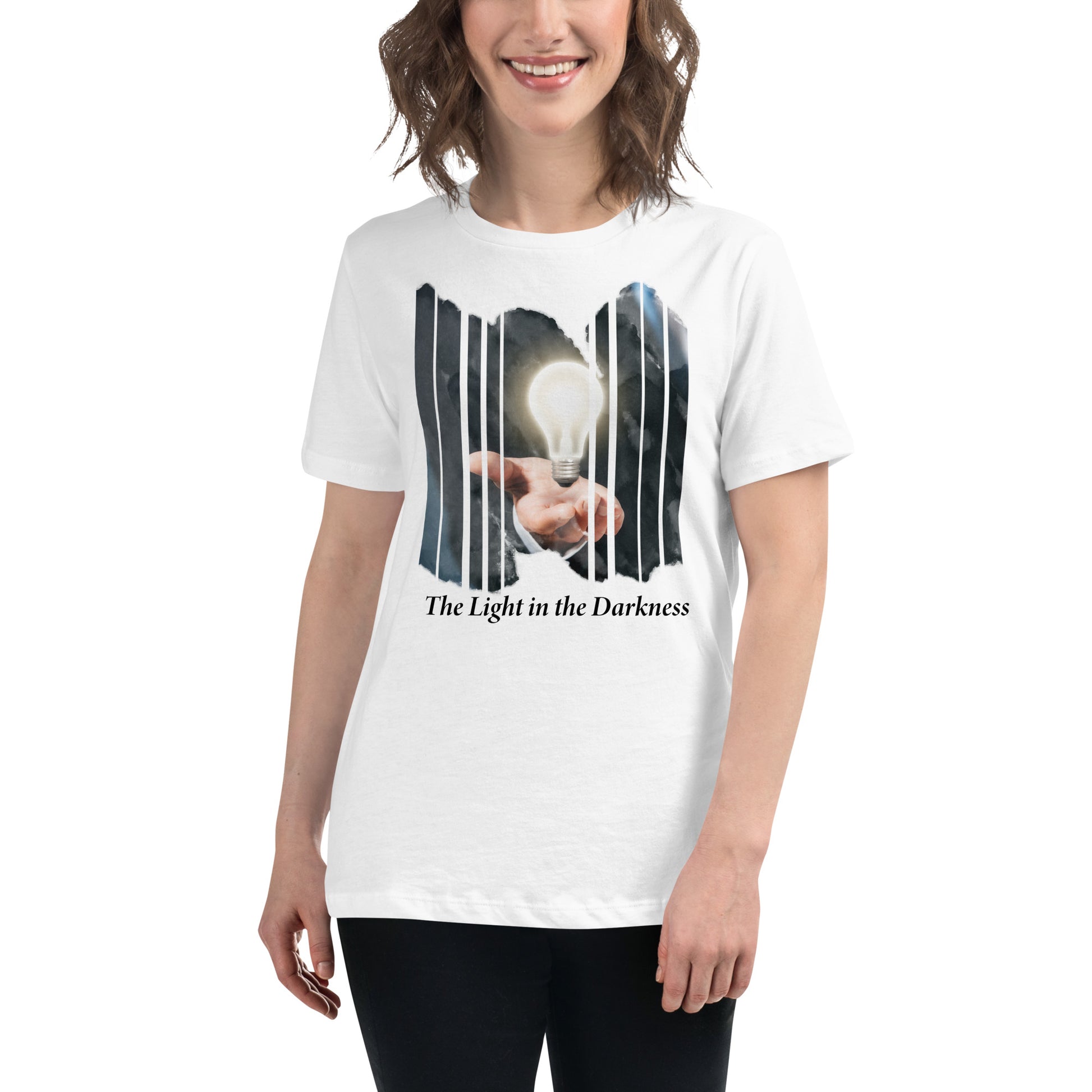 The Light in the Darkness – Visionary Edition White Motivational Women’s T-Shirt Lifestyle