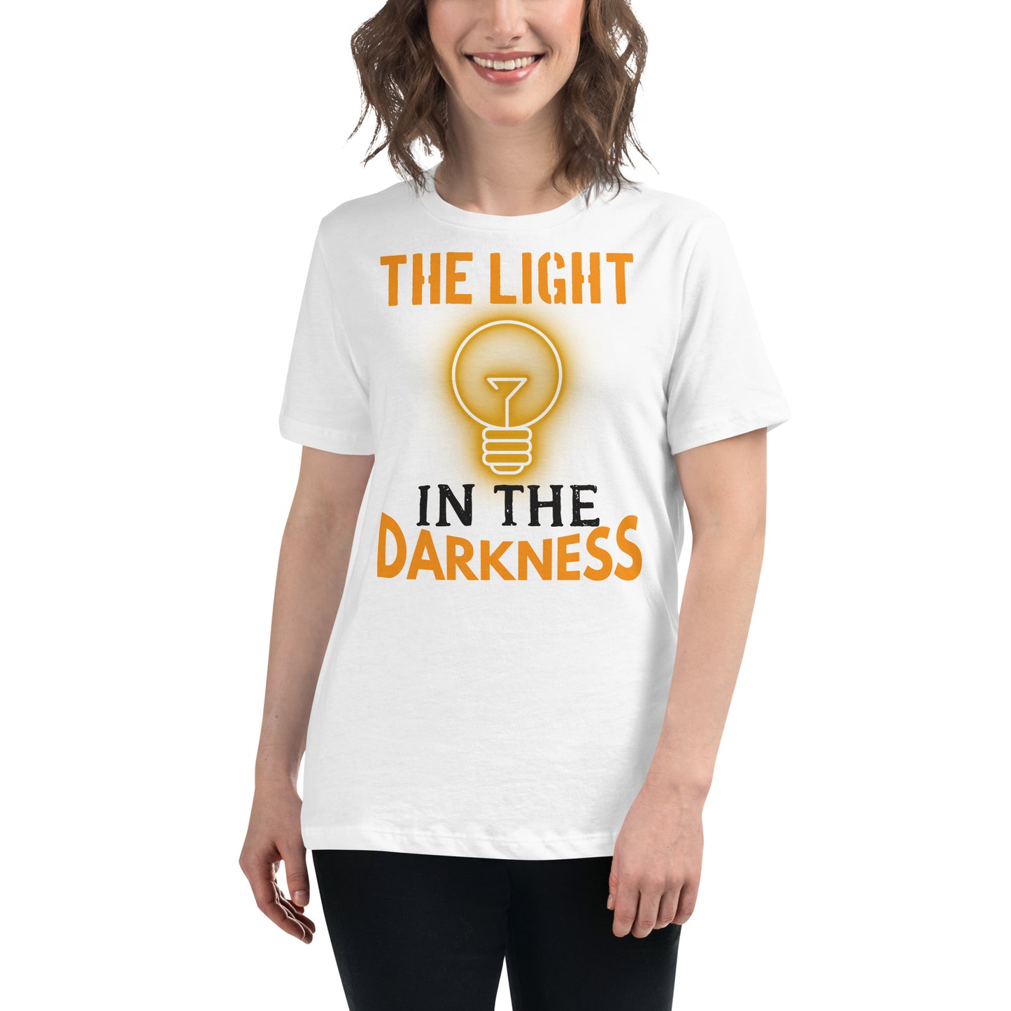 The Light in the Darkness White Motivational Women’s T-Shirt Lifestyle