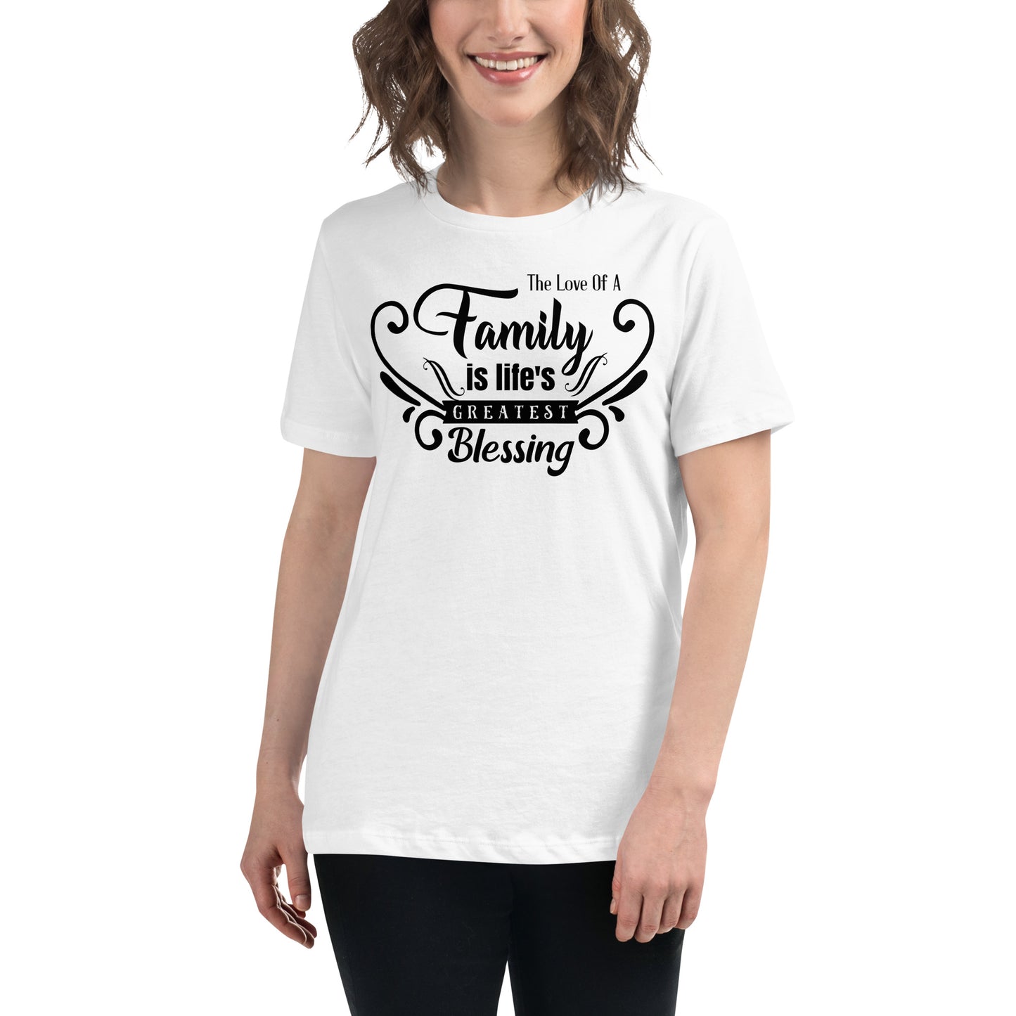 "The Love of a Family" White Motivational Women’s T-Shirt Lifestyle