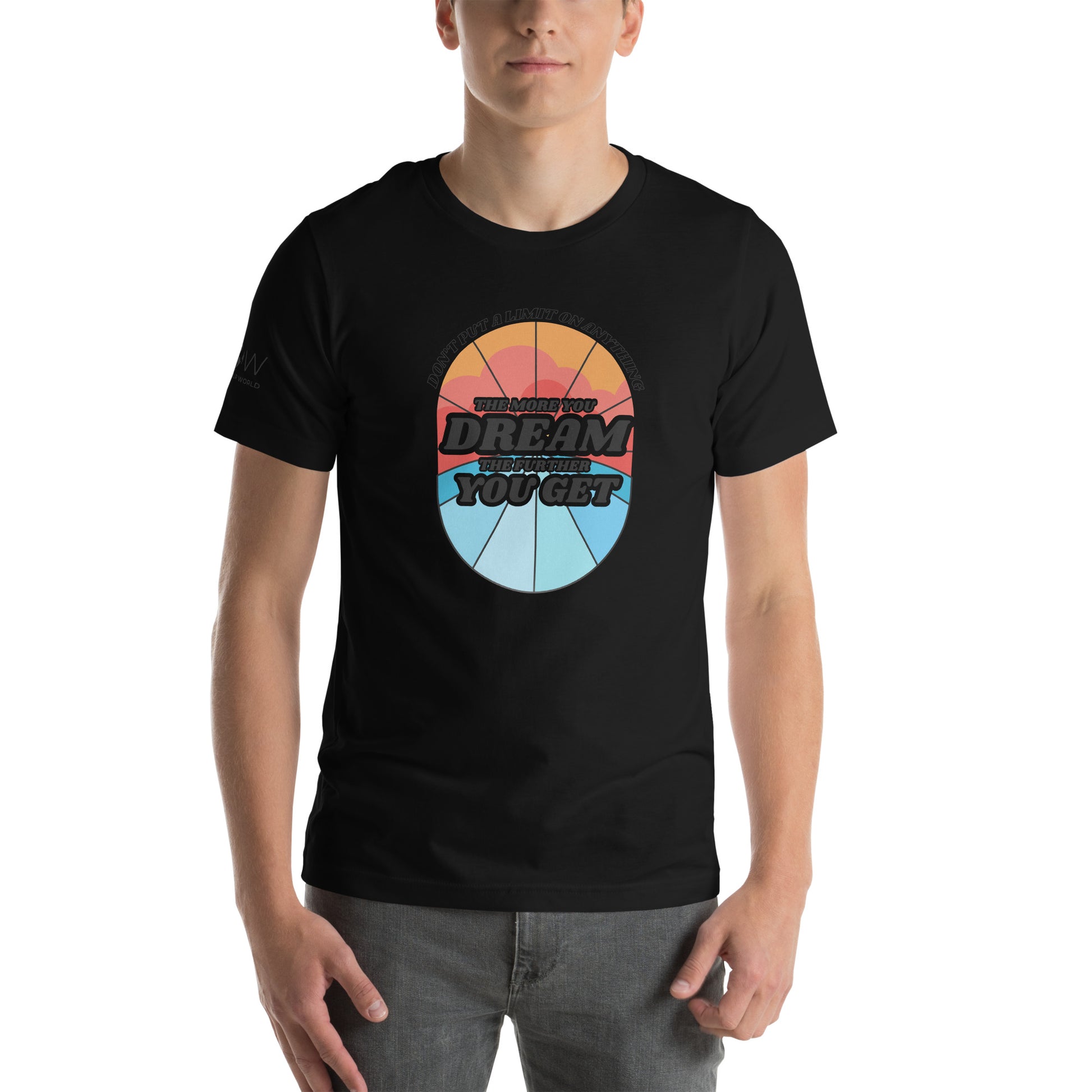 "The More You Dream, The Farther You Get" Men's Motivational Black T-Shirt