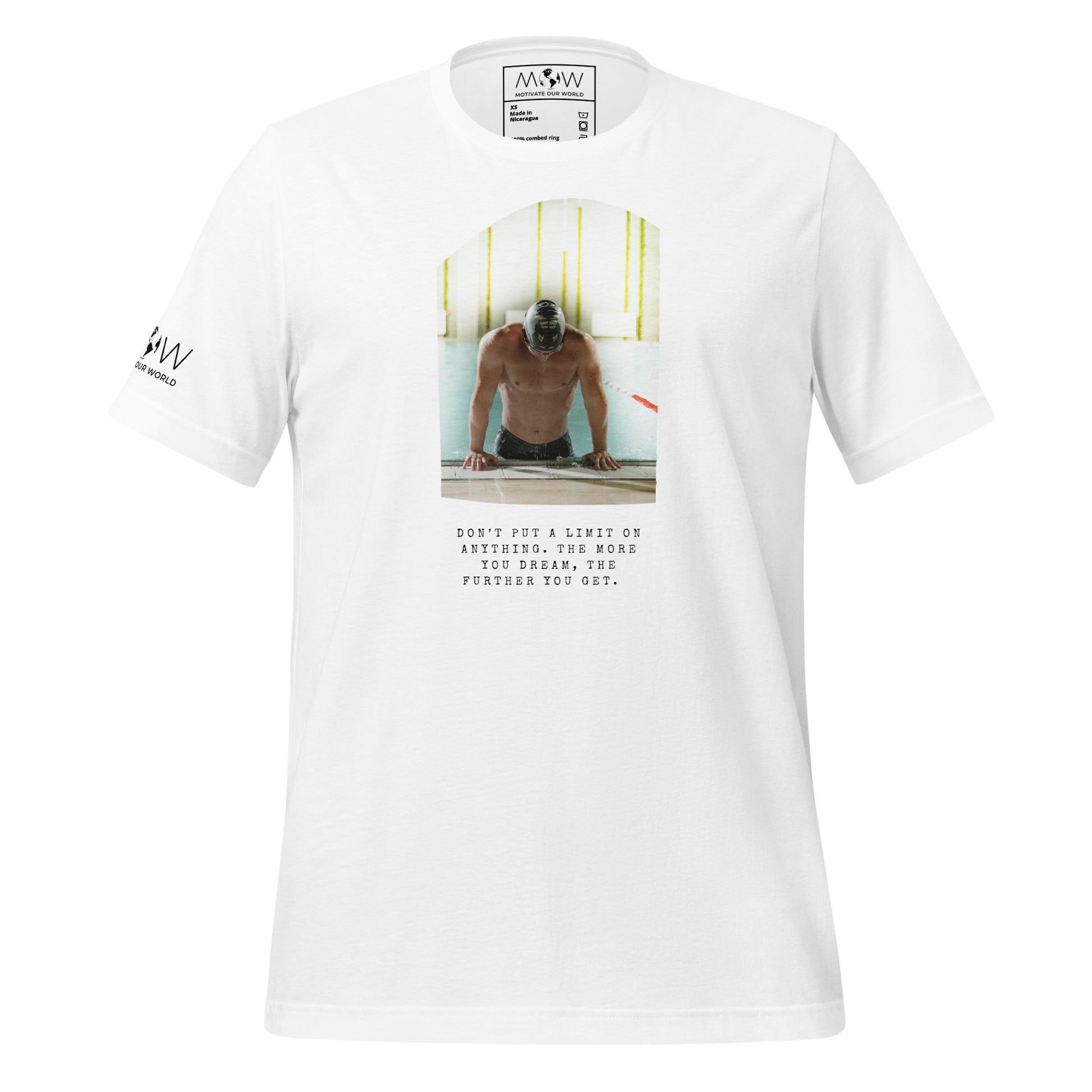 "The More You Dream, The Farther You Get" Swimmer Men's Motivational White T-Shirt