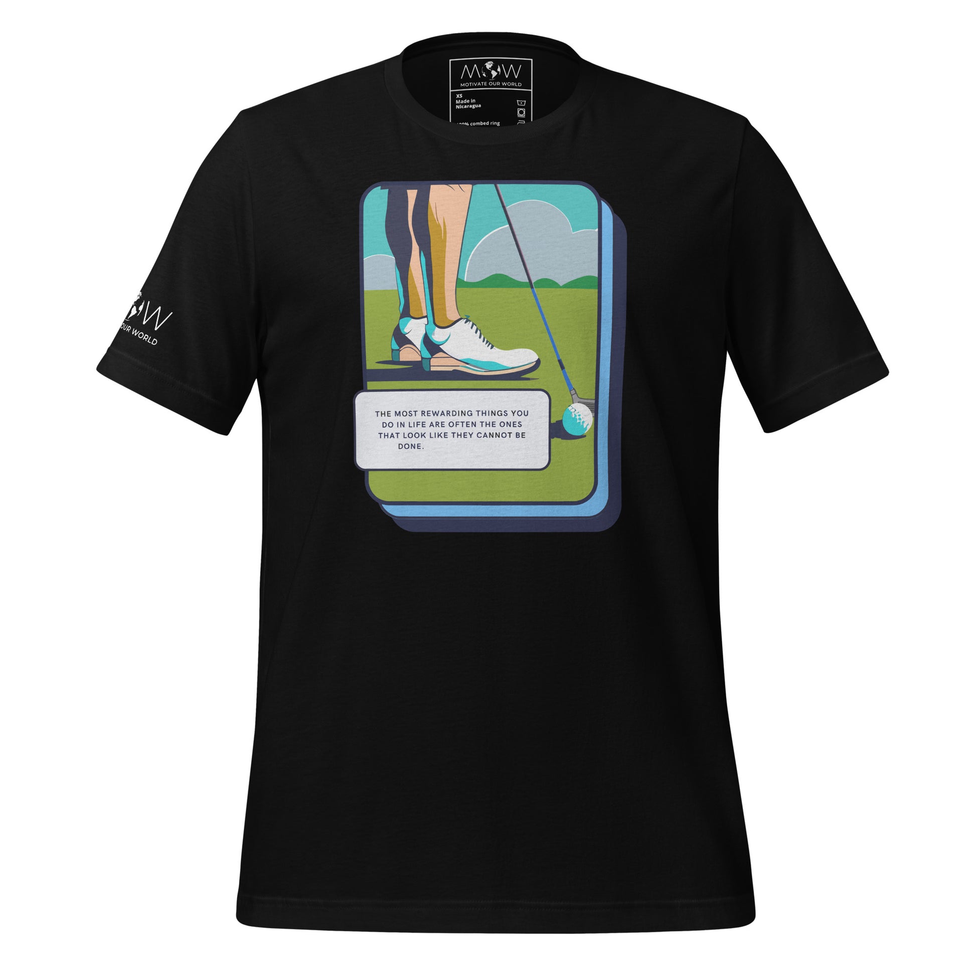 "The Most Rewarding Things" Golf Men's Motivational Black T-Shirt