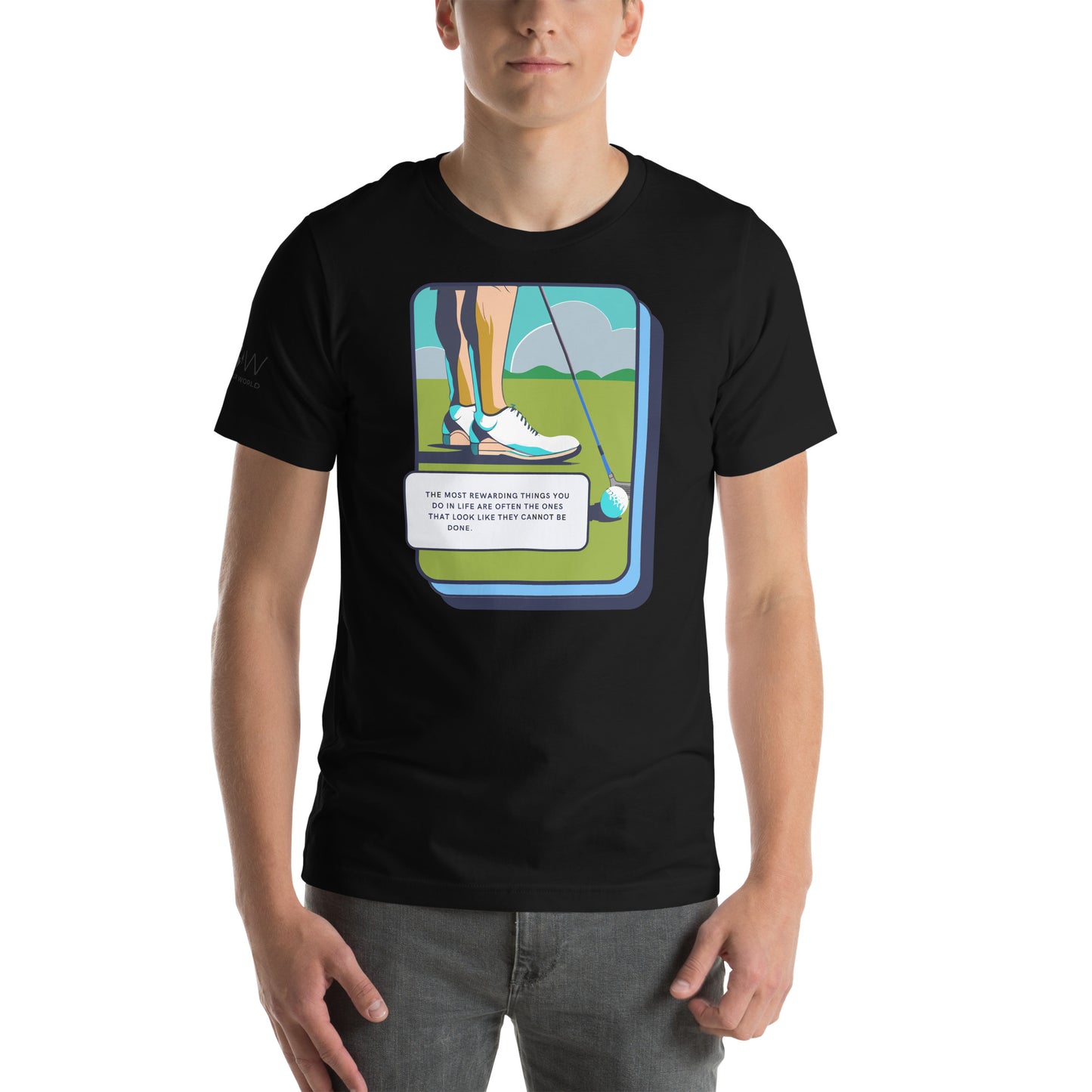 "The Most Rewarding Things" Golf Men's Motivational Black T-Shirt