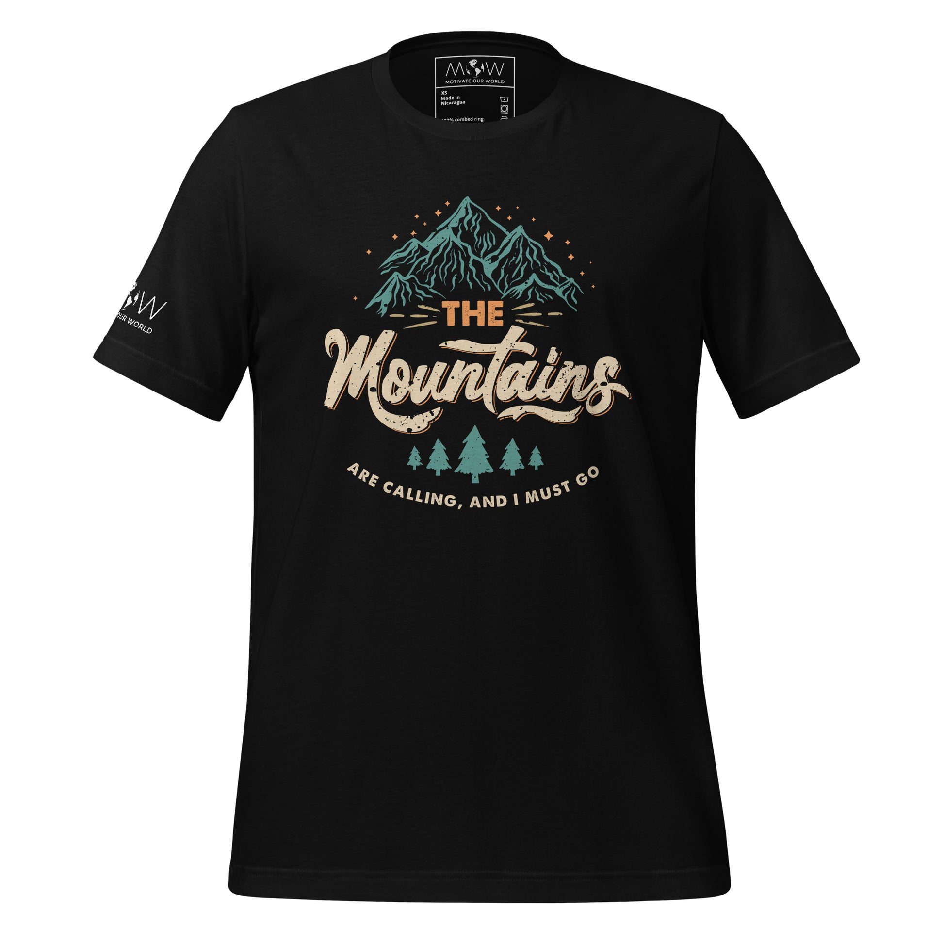 The Mountains Are Calling Men's Motivational Black T-Shirt