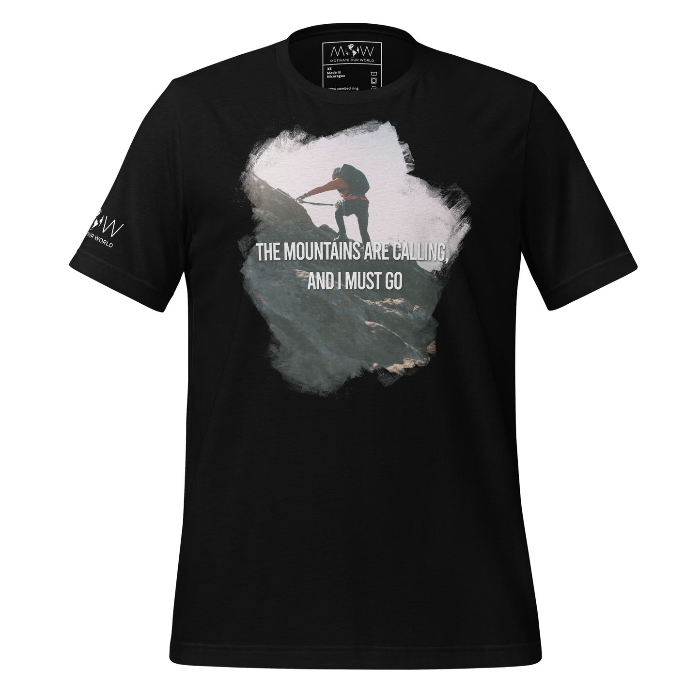 The Mountains Are Calling Men's Motivtaional Black T-Shirt