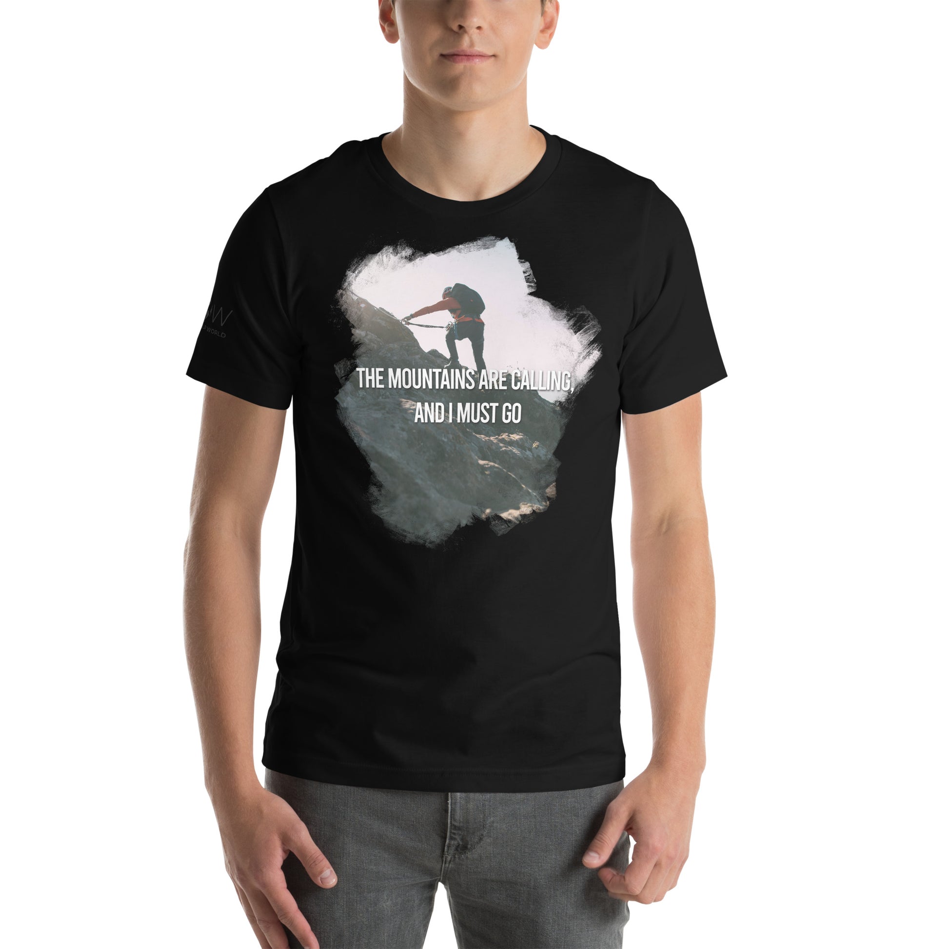The Mountains Are Calling Men's Motivtaional Black T-Shirt