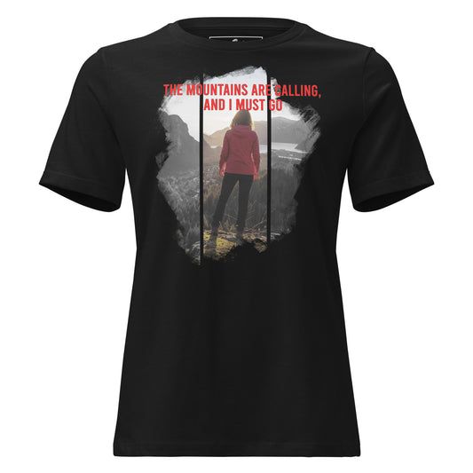 The Mountains Are Calling Summit View Black Motivational Women’s T-Shirt
